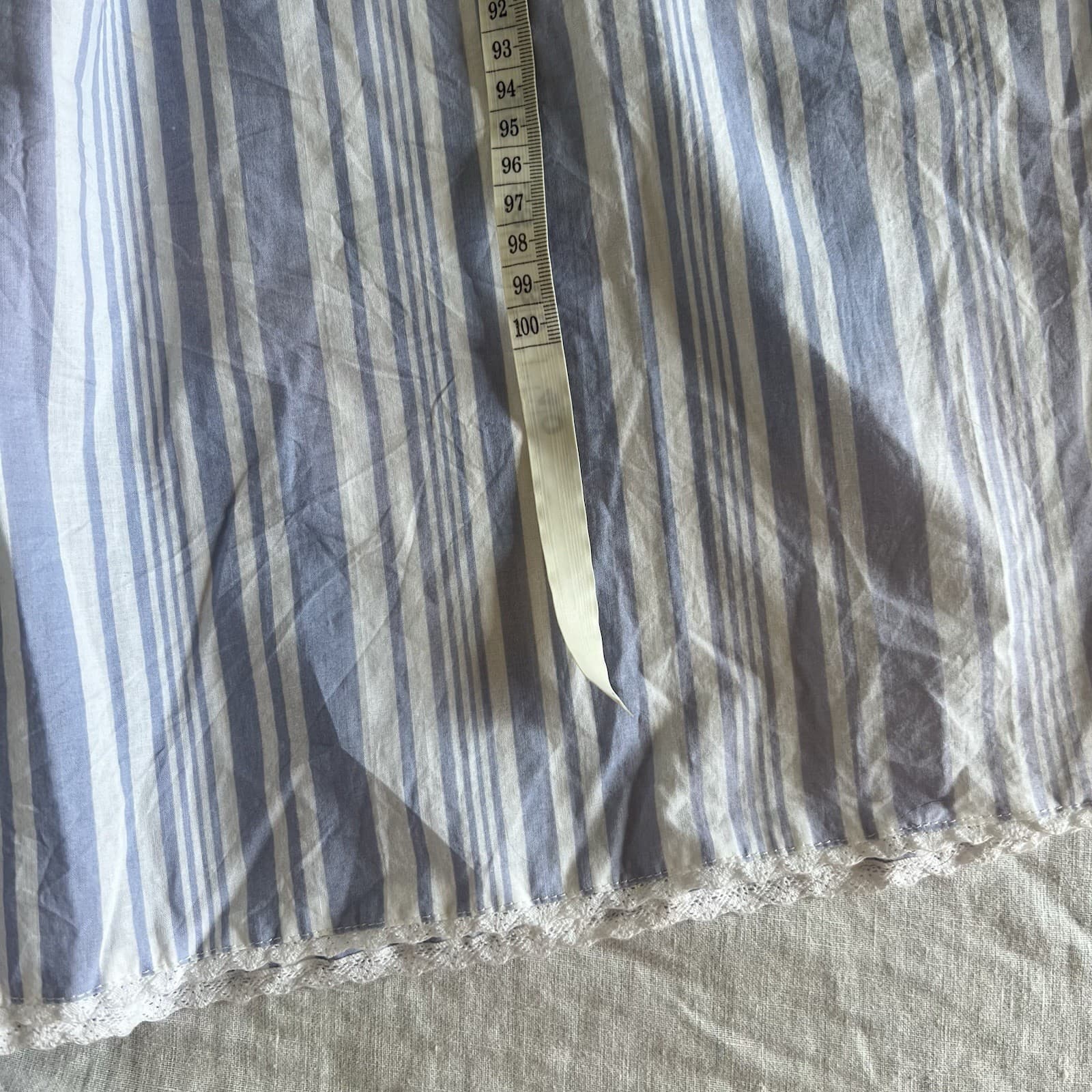 Blue White Stripe Cotton Nightgown Maxi Dress Lace Trim Prairie Cottagecore 8 10 — photo 7 of 8