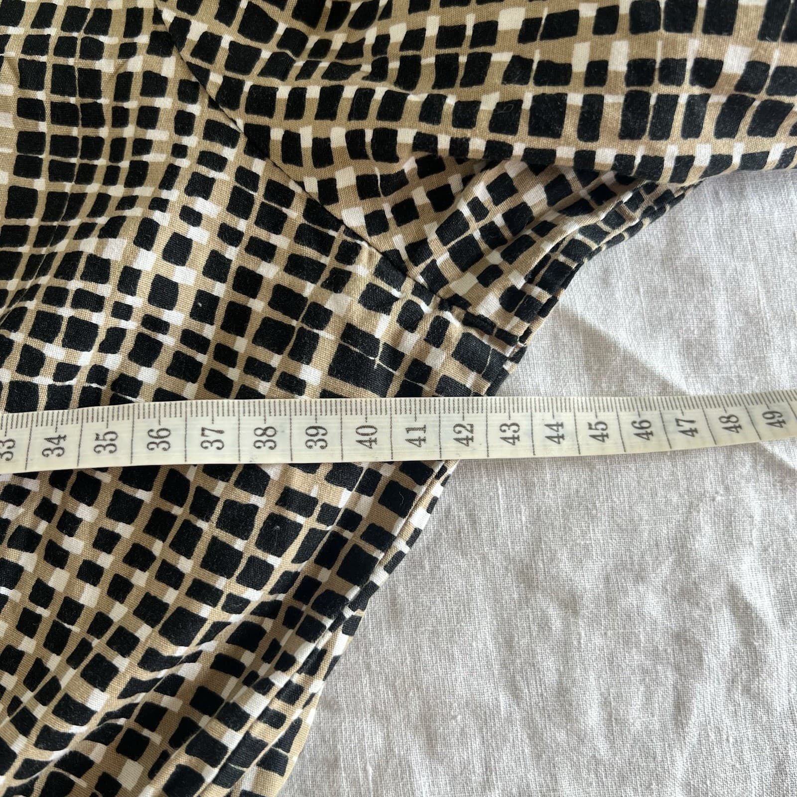 ONLY Abstract Check Print Cotton Puff Sleeve Tiered Midi Dress Boho Cottagecore — photo 6 of 8