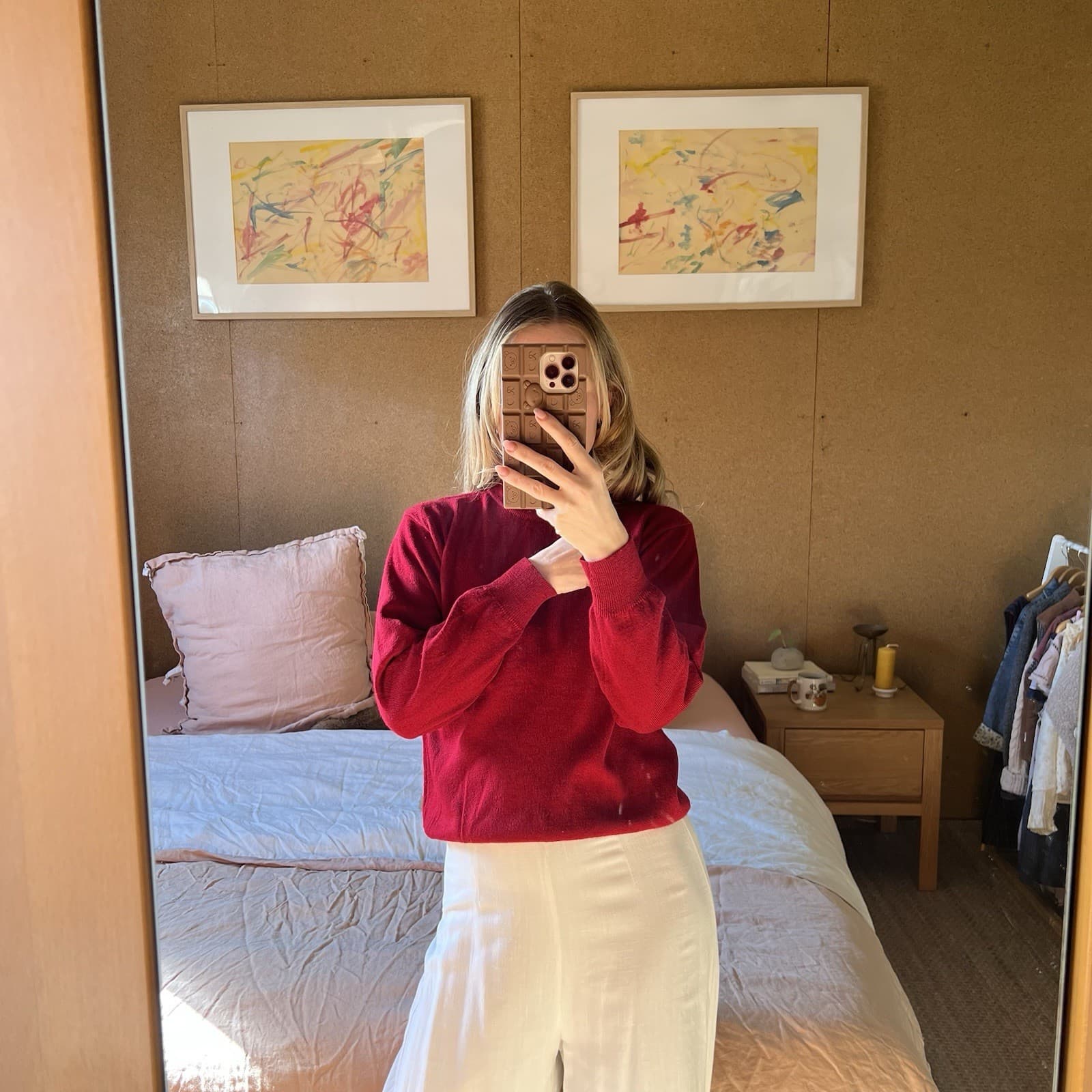 Vintage 90s Chadorian Red Wool Blend Mock Neck Knit Jumper Dark Academia M — photo 1 of 9