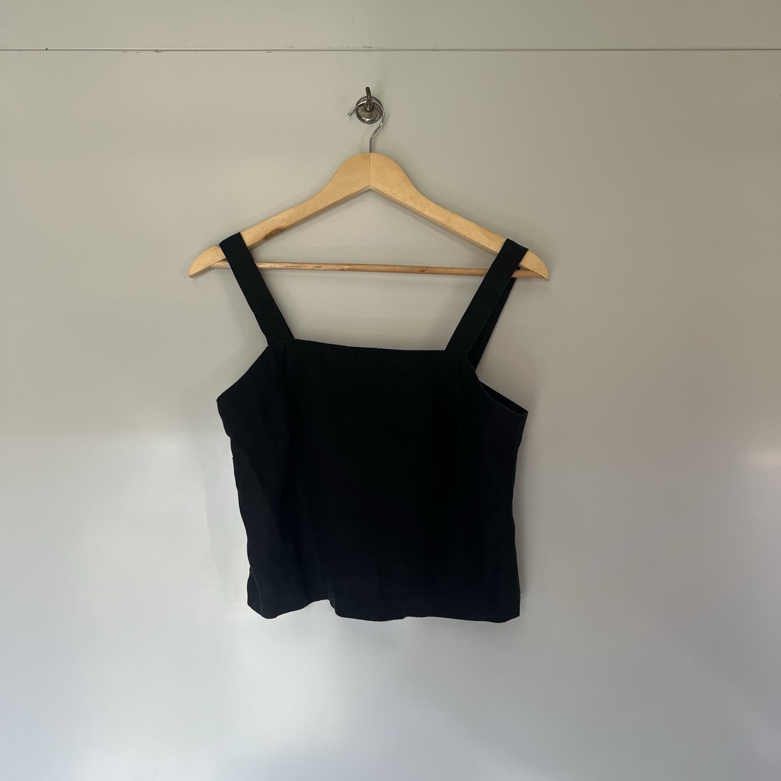 Little Lies 100% Linen Black Square Neck Tank Cami Top Boxy Minimalist Medium M — photo 4 of 8