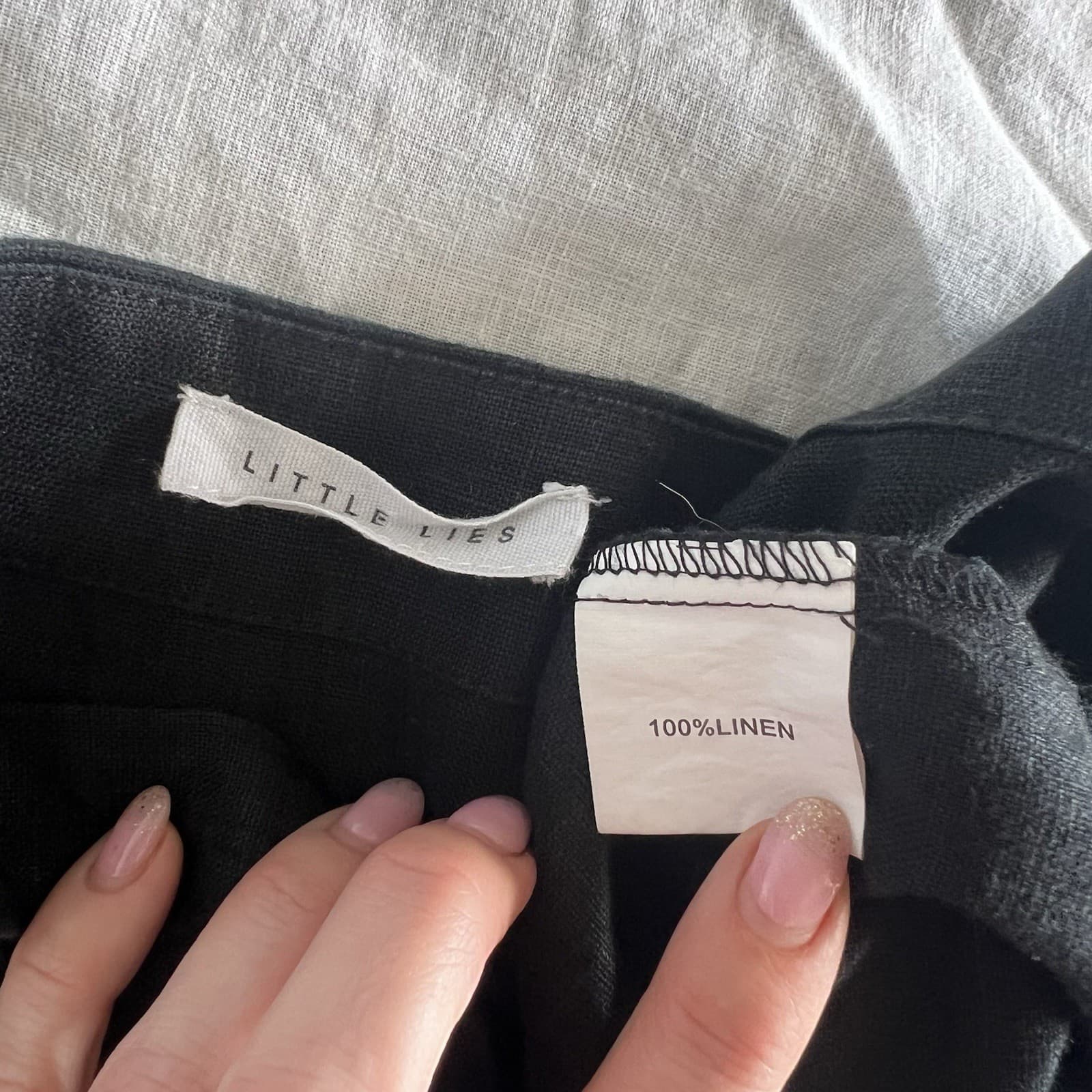 Little Lies 100% Linen Black Square Neck Tank Cami Top Boxy Minimalist Medium M — photo 8 of 8