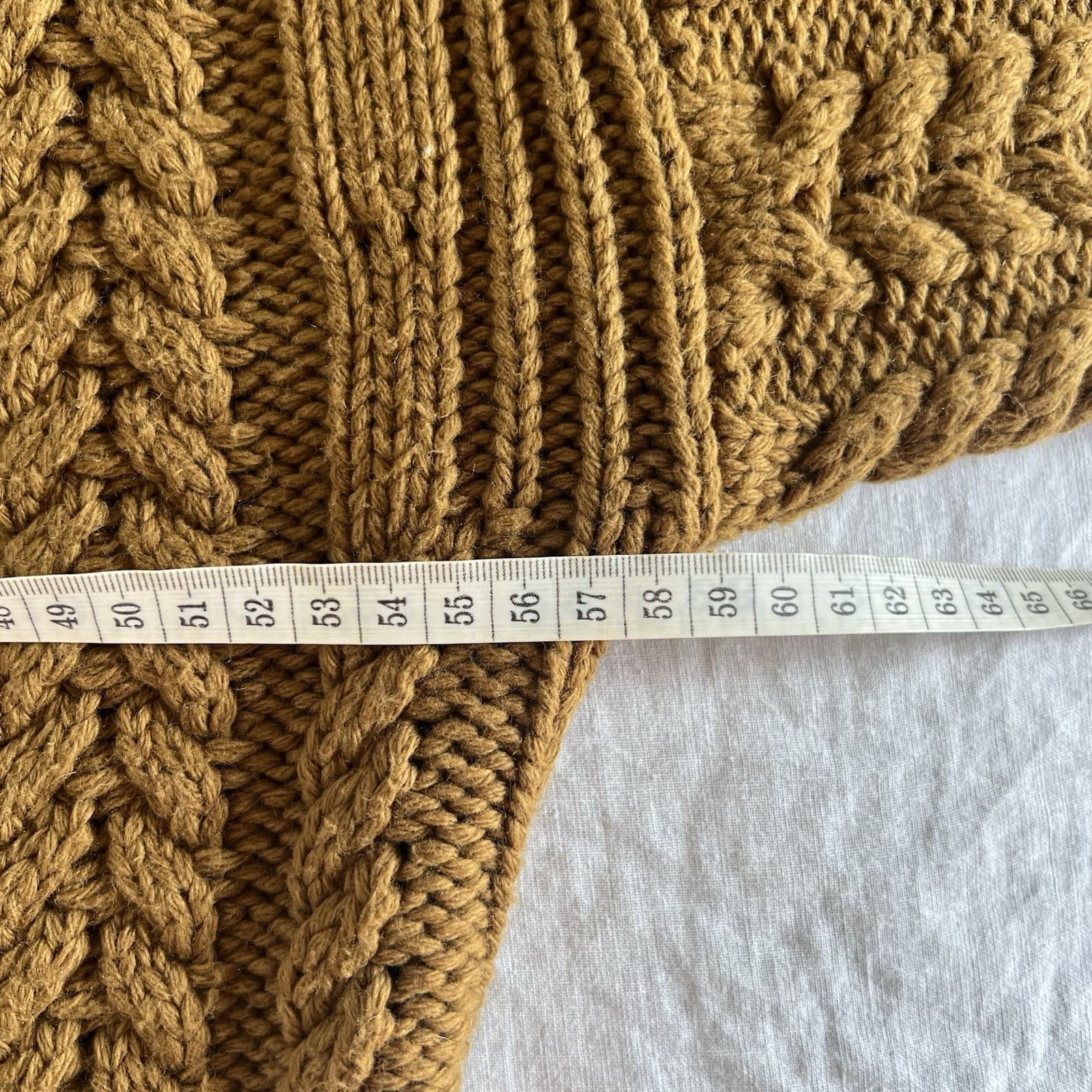 Shona Joy Camel Brown Chunky Cable Knit Jumper Sweater Balloon Sleeve Wool M — photo 3 of 11