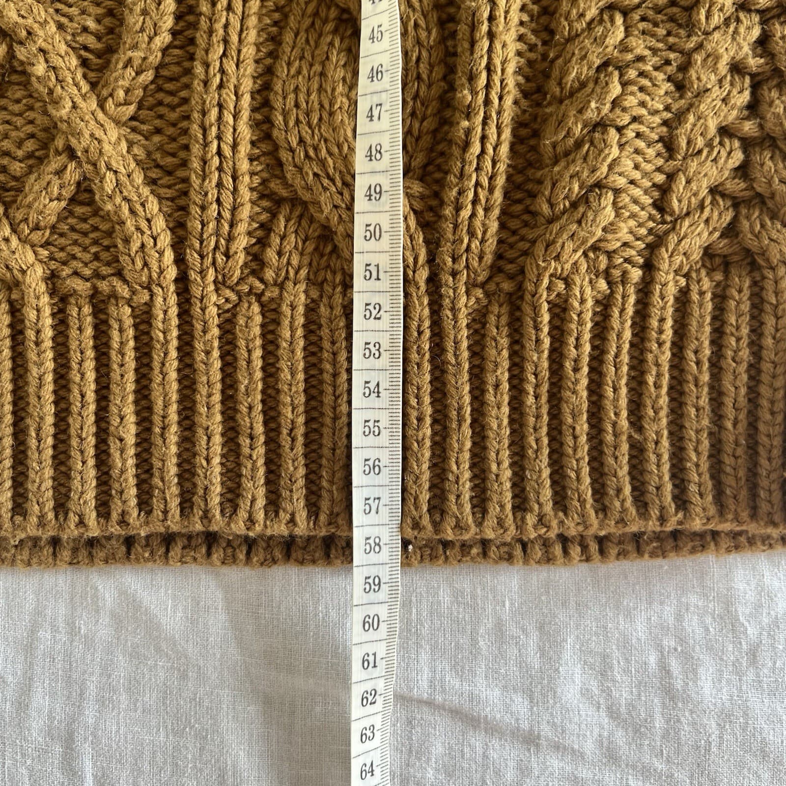 Shona Joy Camel Brown Chunky Cable Knit Jumper Sweater Balloon Sleeve Wool M — photo 4 of 11