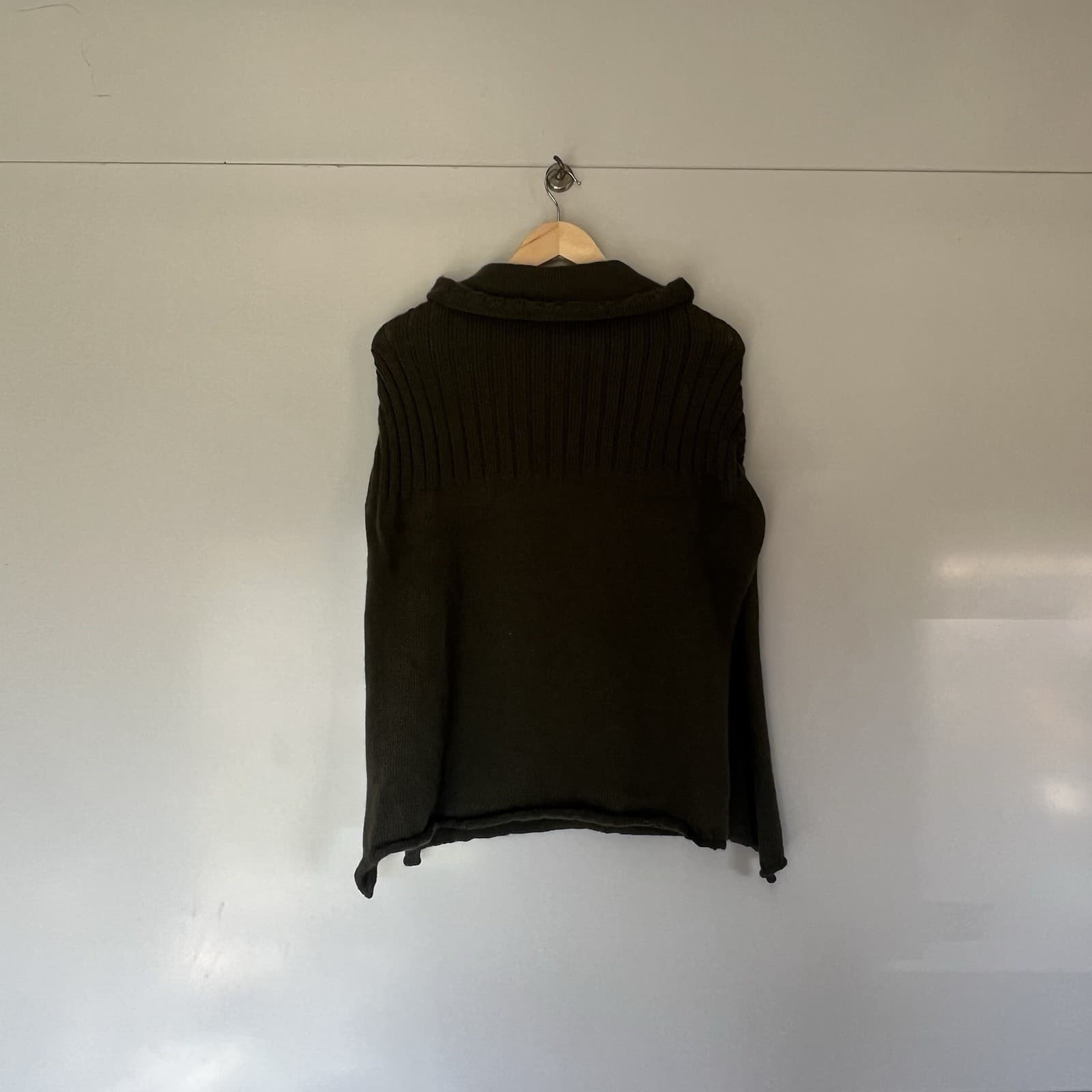 Handmade Pure Wool Olive Green Knit Cape Cowl Neck Cottagecore Hobbit Ren Faire — photo 6 of 8