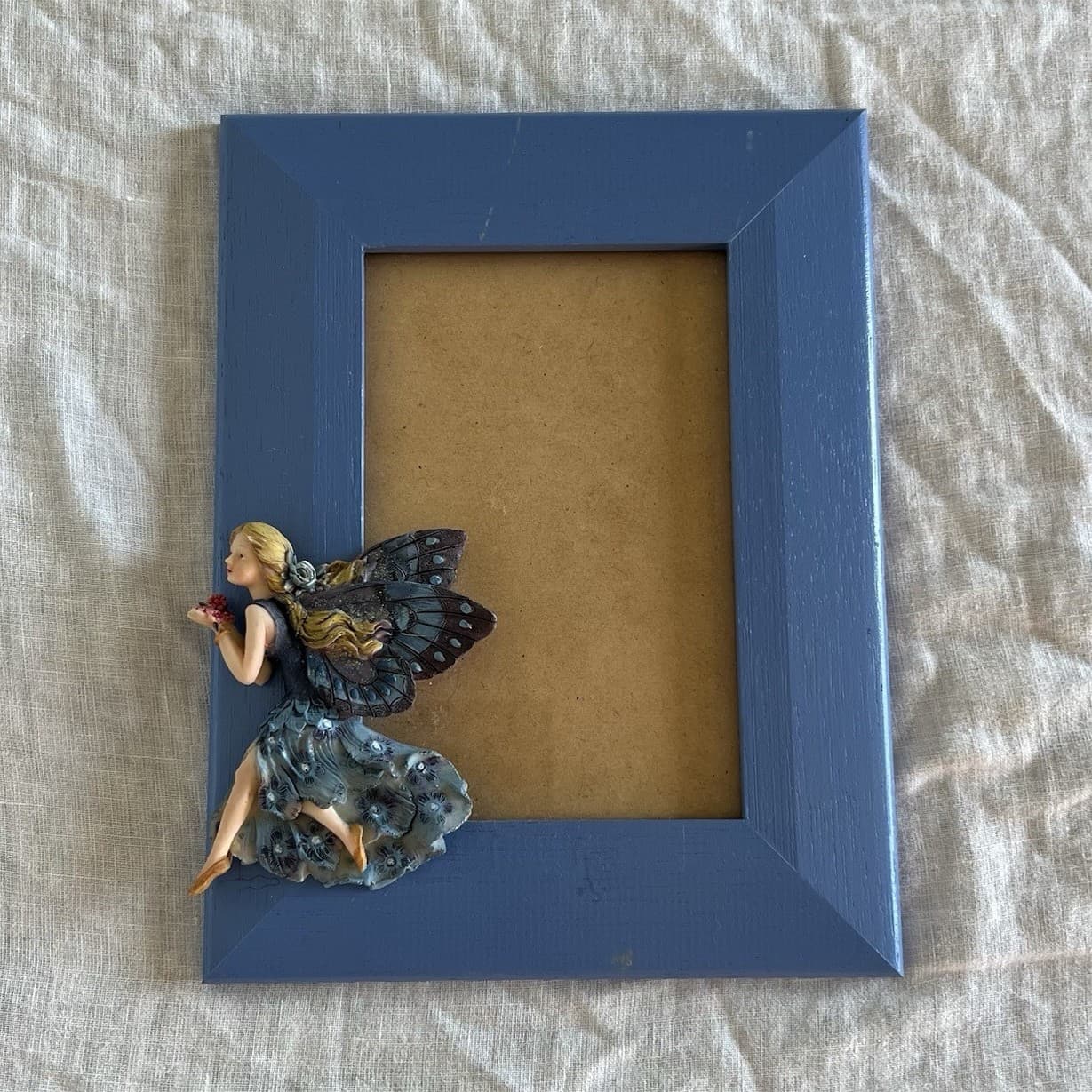 Vintage Fairycore Wooden Picture Frame 4x6 Flower Fairy Shirley Barber Blue — photo 1 of 7