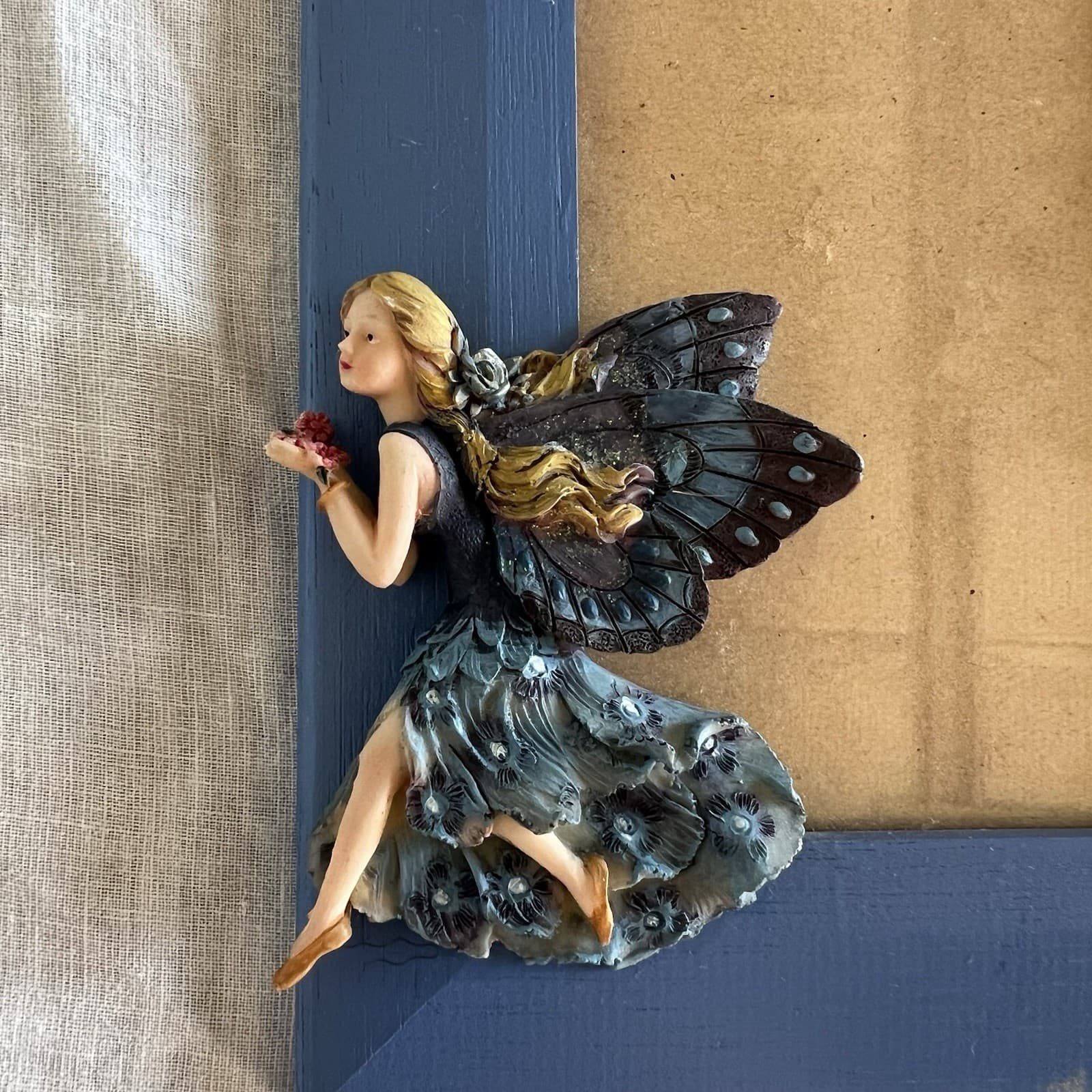 Vintage Fairycore Wooden Picture Frame 4x6 Flower Fairy Shirley Barber Blue — photo 3 of 7