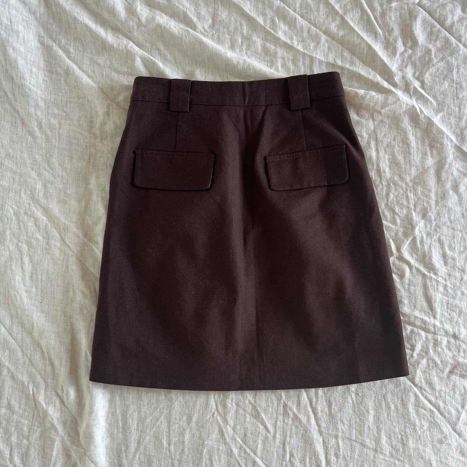 The Fated Chocolate Brown Linen Blend Pleated Mini Skirt Size AU 6 Tailored — photo 2 of 6