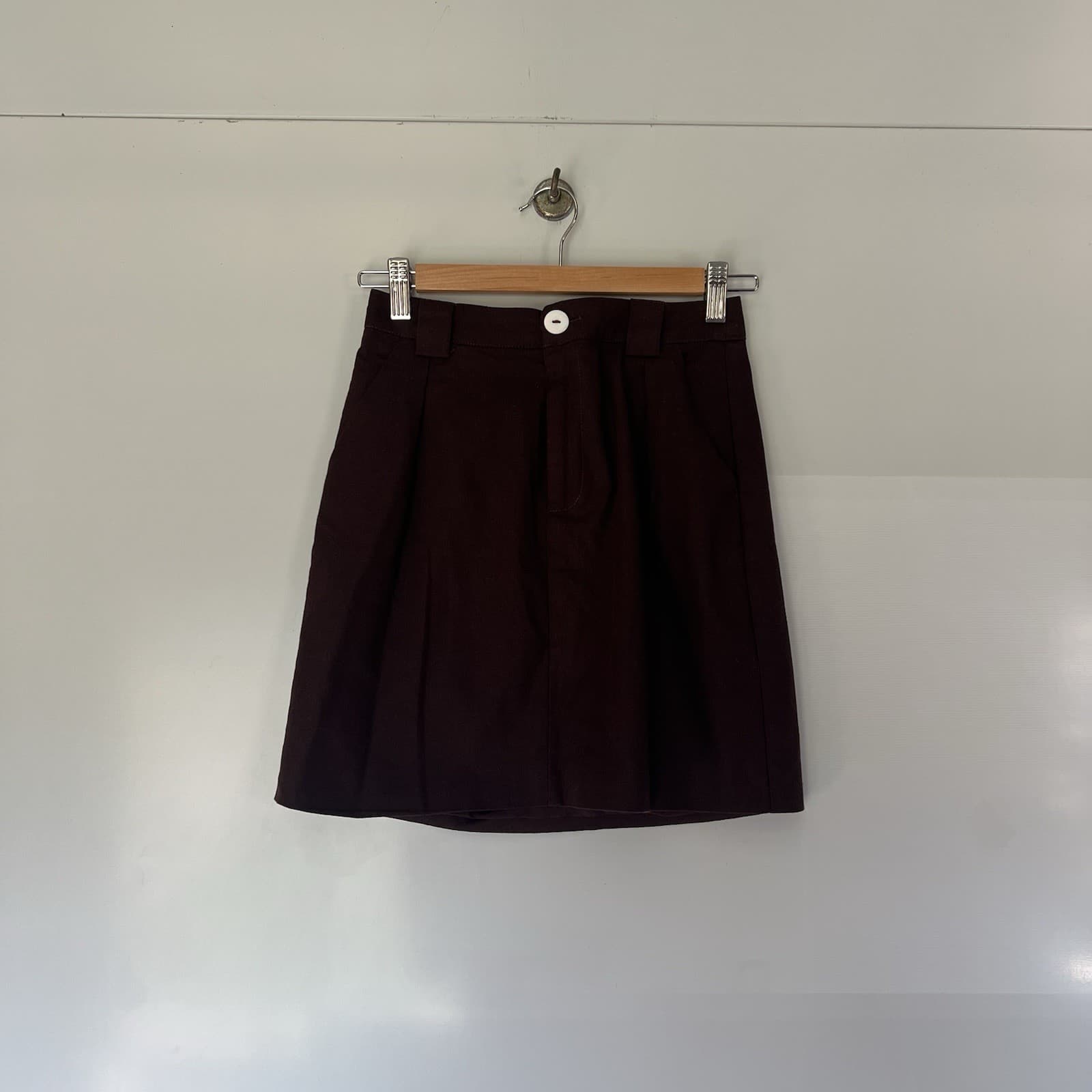 The Fated Chocolate Brown Linen Blend Pleated Mini Skirt Size AU 6 Tailored — photo 5 of 6