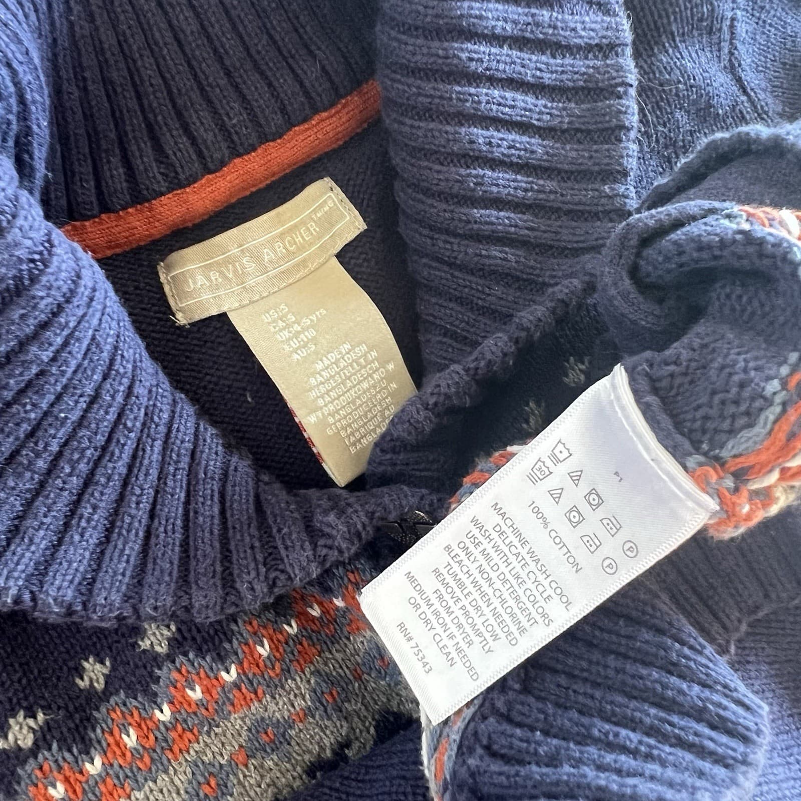 Jarvis Archer Kids Knit Cardigan Nordic Fair Isle Sweater Heirloom Navy Size 5 — photo 4 of 6