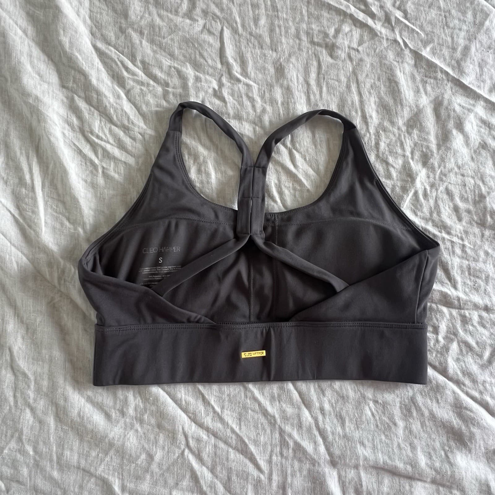 Cleo Harper Womens Small Charcoal Sports Bra Crop Top Gym Pilates Charcoal — photo 2 of 4