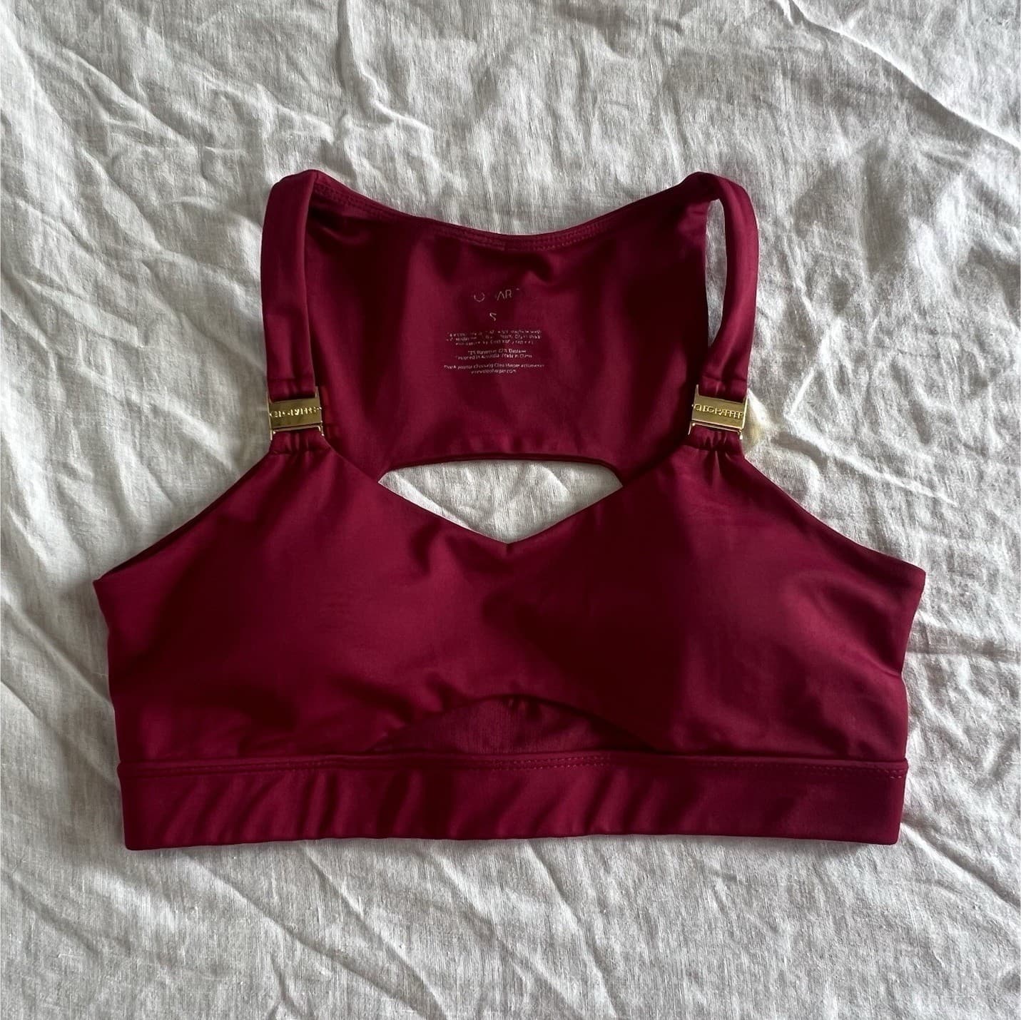 Cleo Harper Vashti Bralet Sports Bra Burgundy Wine Gold Hardware Size S AU 8 — photo 1 of 6
