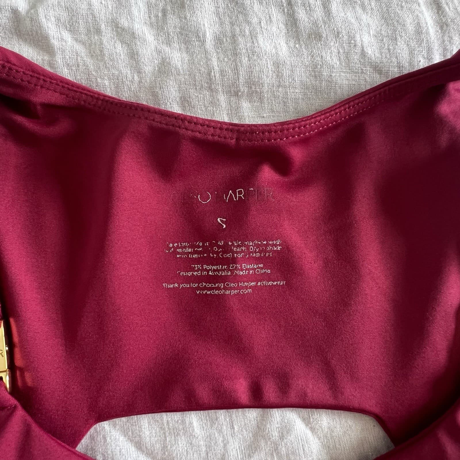 Cleo Harper Vashti Bralet Sports Bra Burgundy Wine Gold Hardware Size S AU 8 — photo 2 of 6