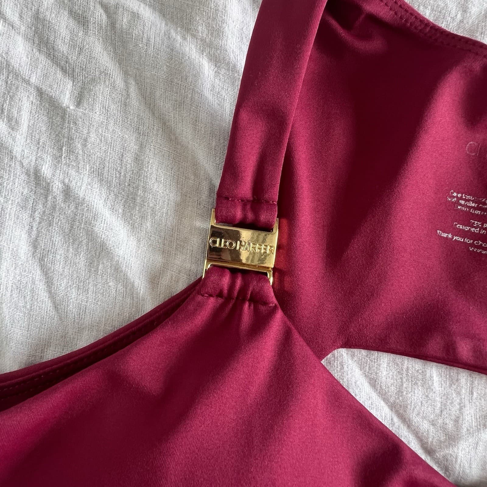 Cleo Harper Vashti Bralet Sports Bra Burgundy Wine Gold Hardware Size S AU 8 — photo 3 of 6