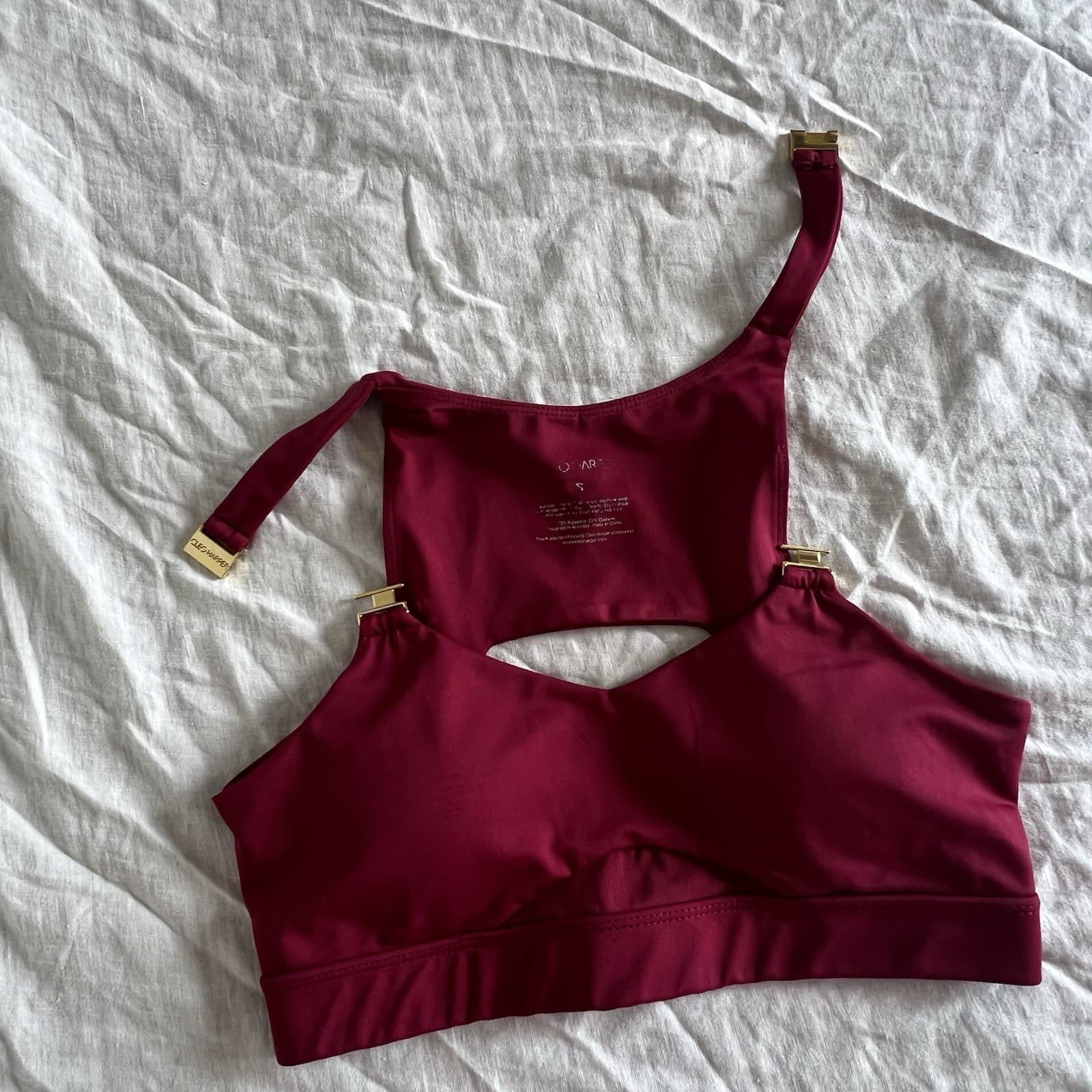 Cleo Harper Vashti Bralet Sports Bra Burgundy Wine Gold Hardware Size S AU 8 — photo 4 of 6