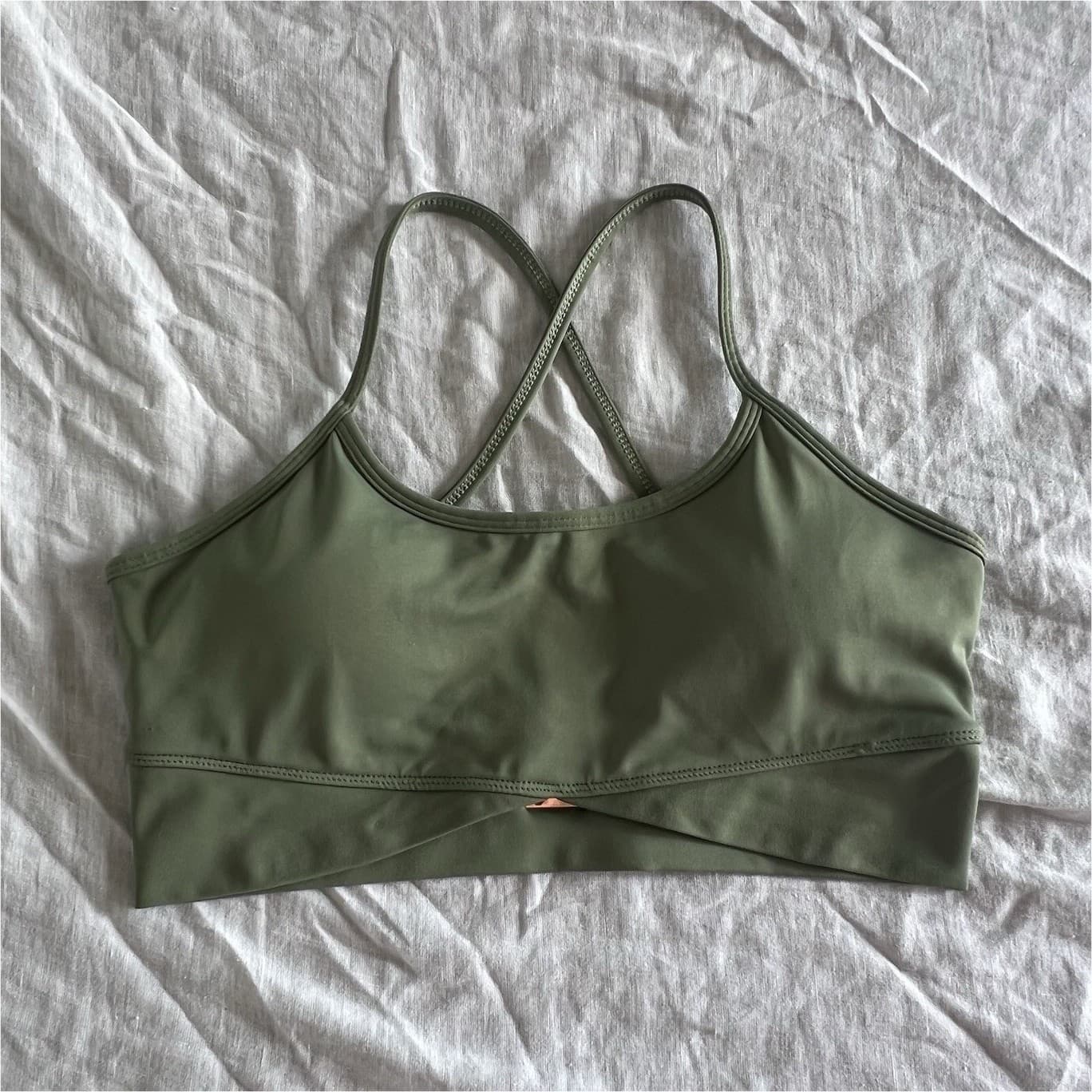 Cleo Harper Womens Small Olive Green Cross Back Workout Bra Crop Top — photo 1 of 5
