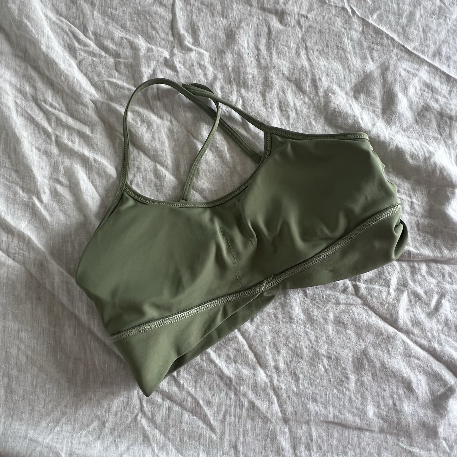 Cleo Harper Womens Small Olive Green Cross Back Workout Bra Crop Top — photo 4 of 5