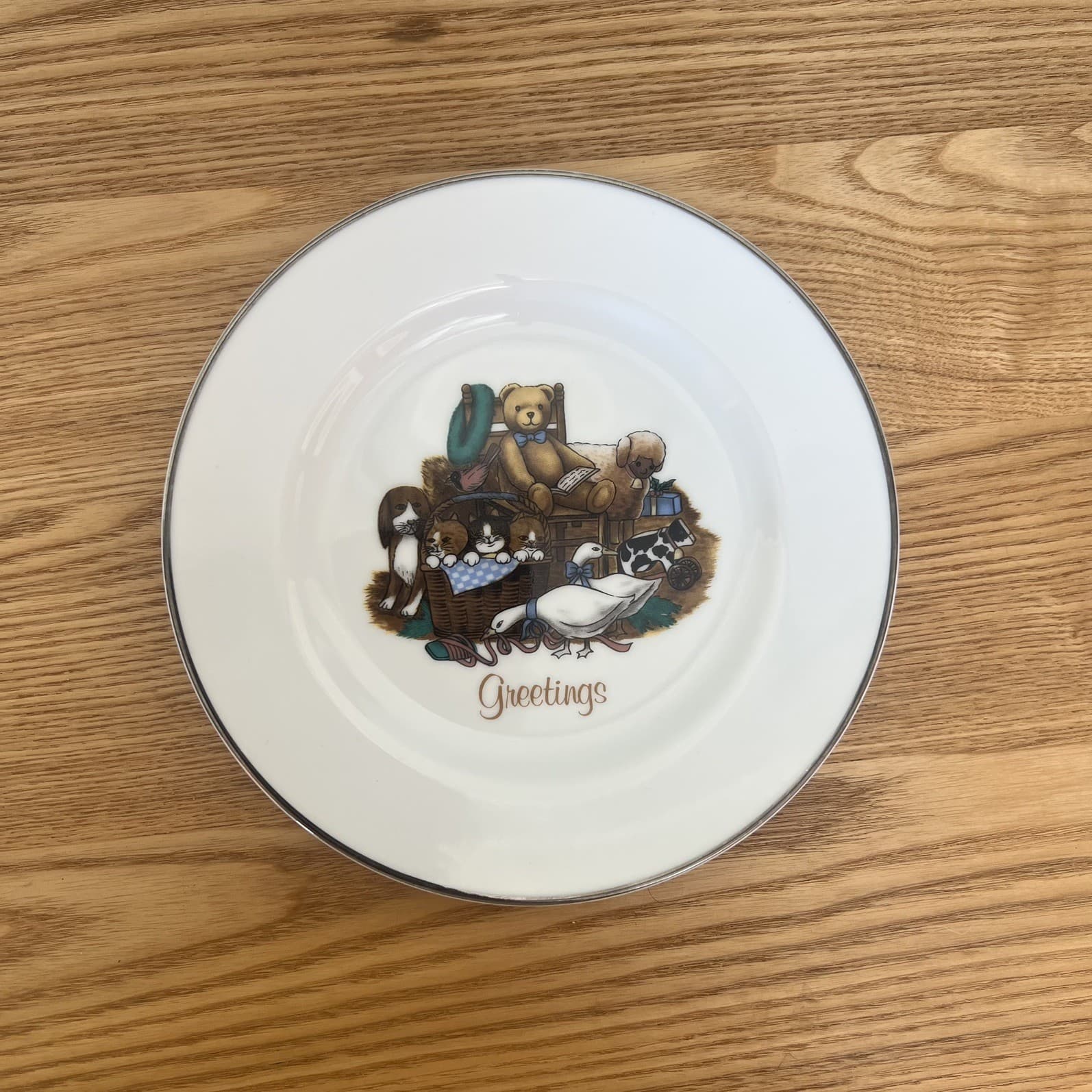 Vintage Greetings Teddy Bear Plate Made in Japan Nursery Heirloom Cottagecore — photo 4 of 6