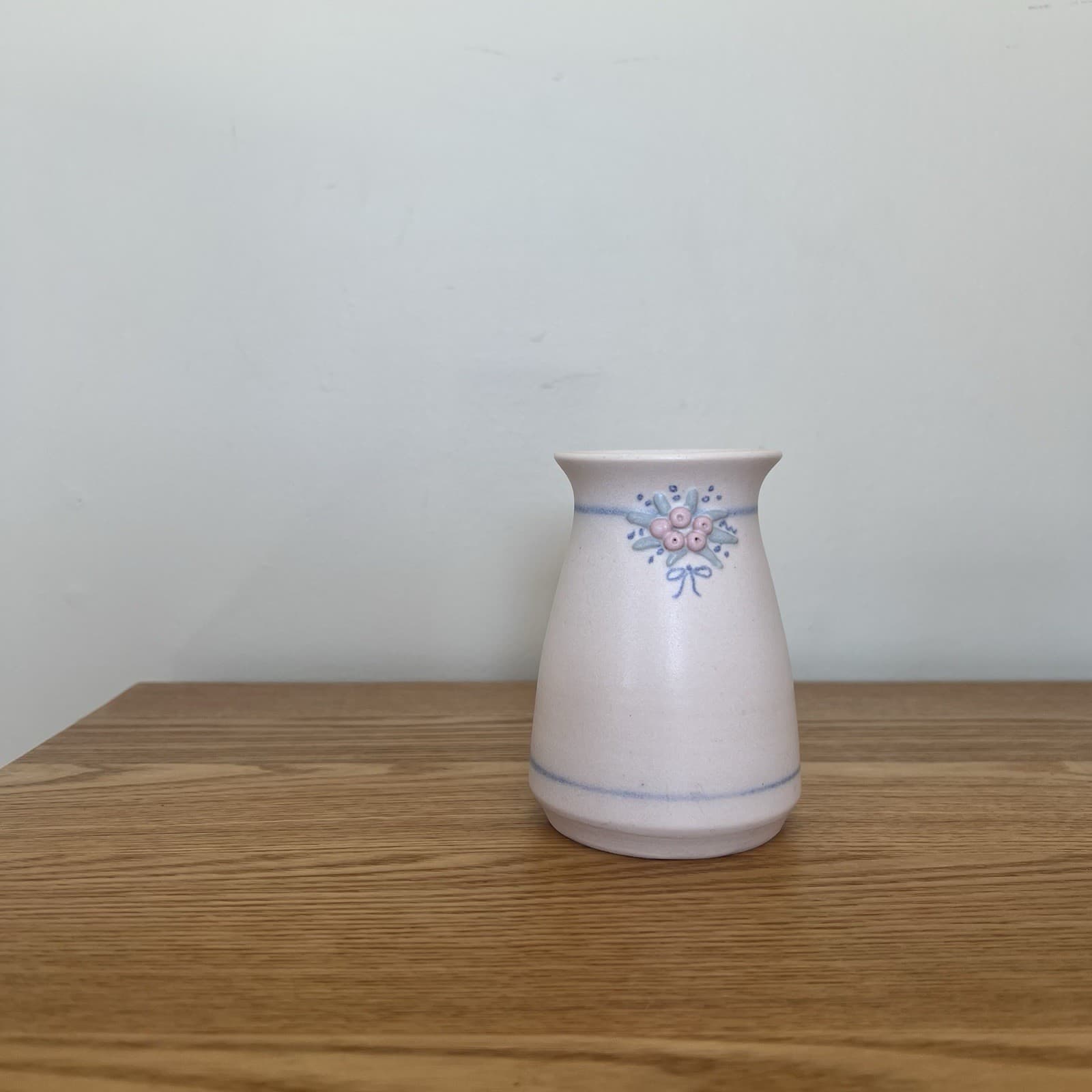 Vintage Deirdre Green Studio Pottery Vase Pink Floral Cottagecore Whimsy — photo 2 of 7