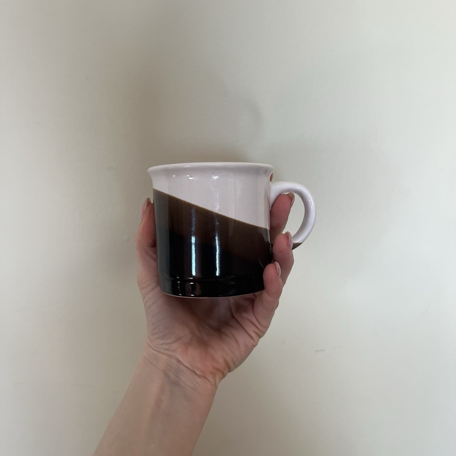 Vintage Made In Korea Coffee Mug Set 2 Two Tone Glaze Wabi Sabi MCM Stoneware — photo 7 of 9