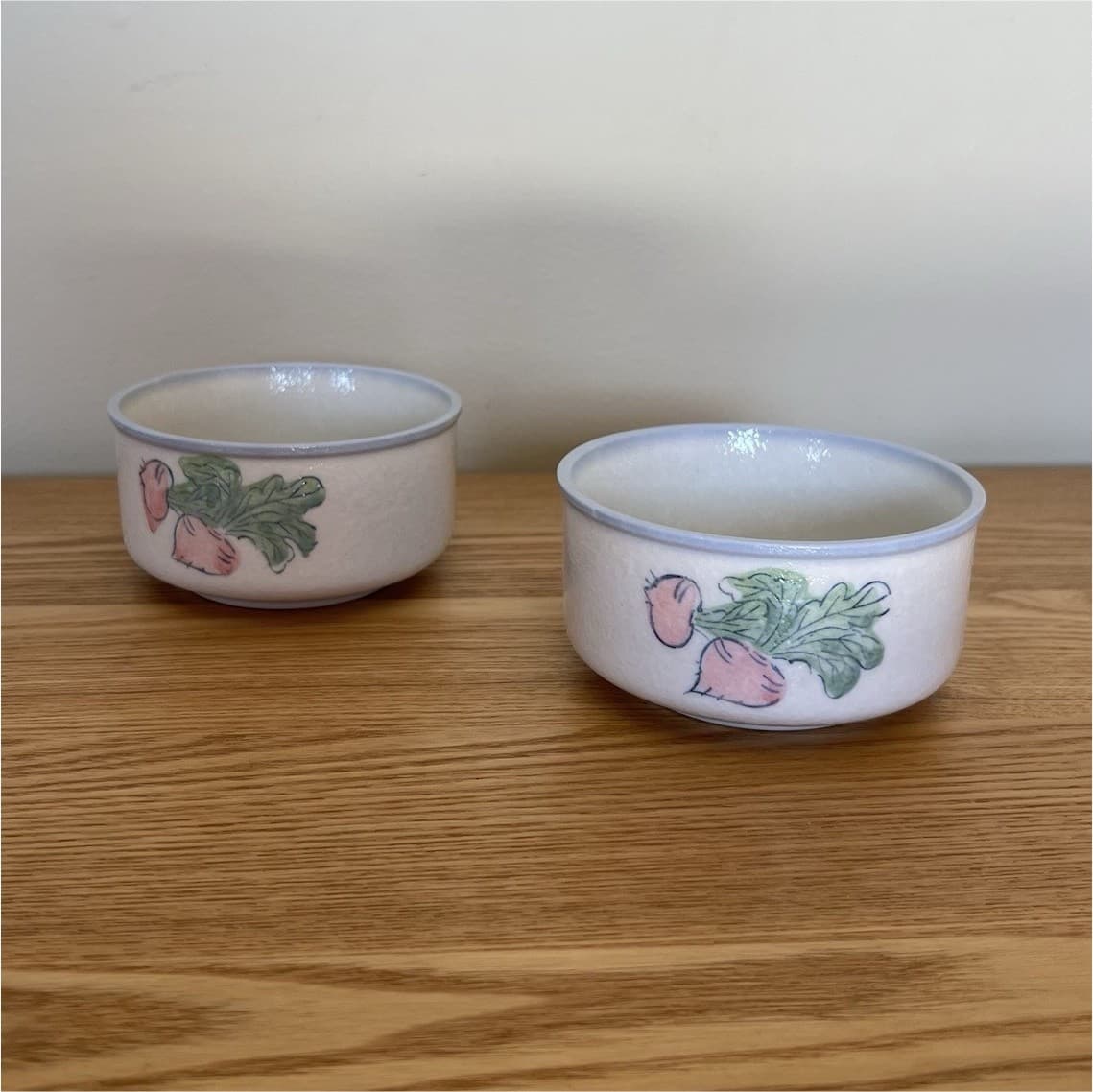 Vintage Stoneware Small Side Bowls Set 2 Radish Turnip Dip Bowls Cottagecore — photo 1 of 8