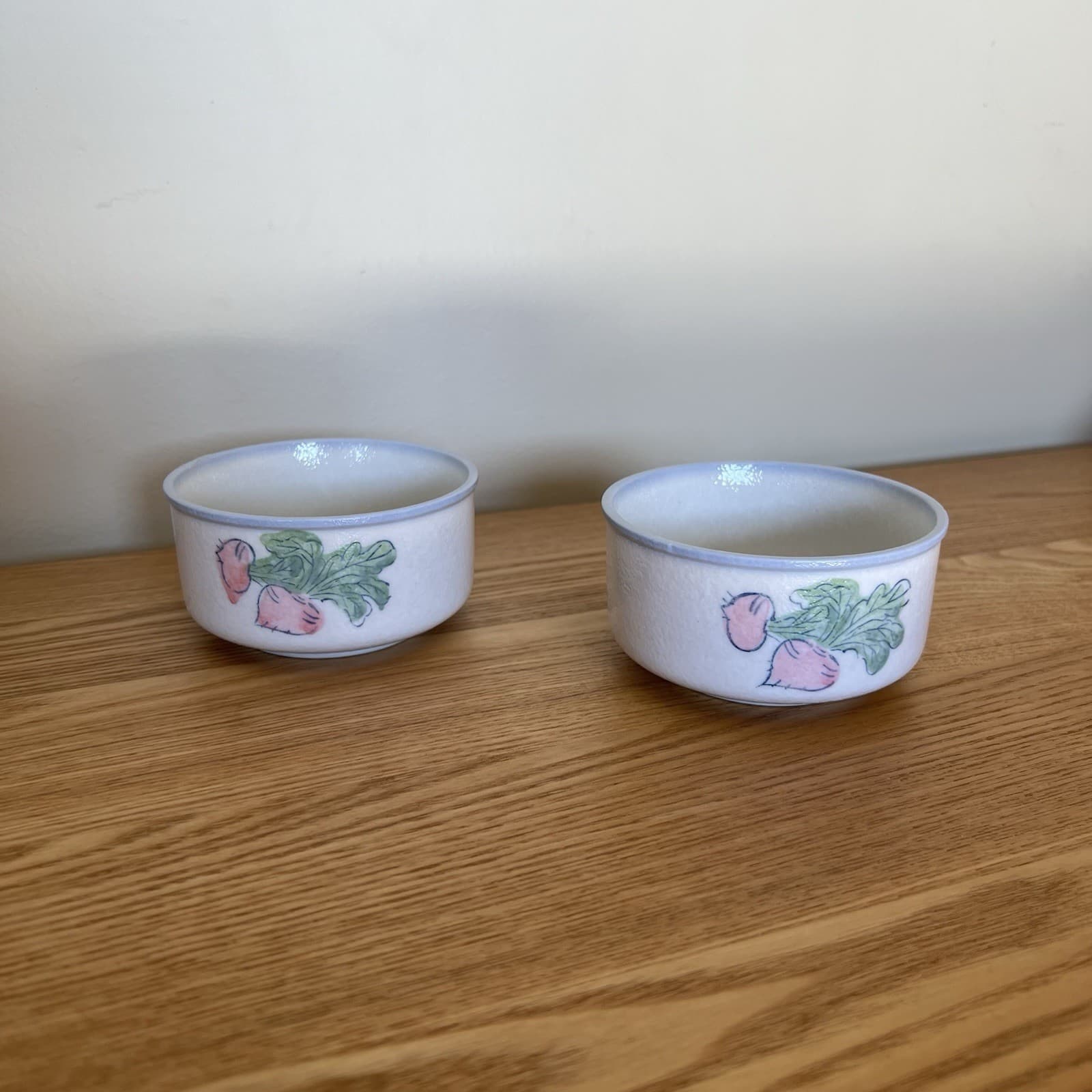 Vintage Stoneware Small Side Bowls Set 2 Radish Turnip Dip Bowls Cottagecore — photo 2 of 8