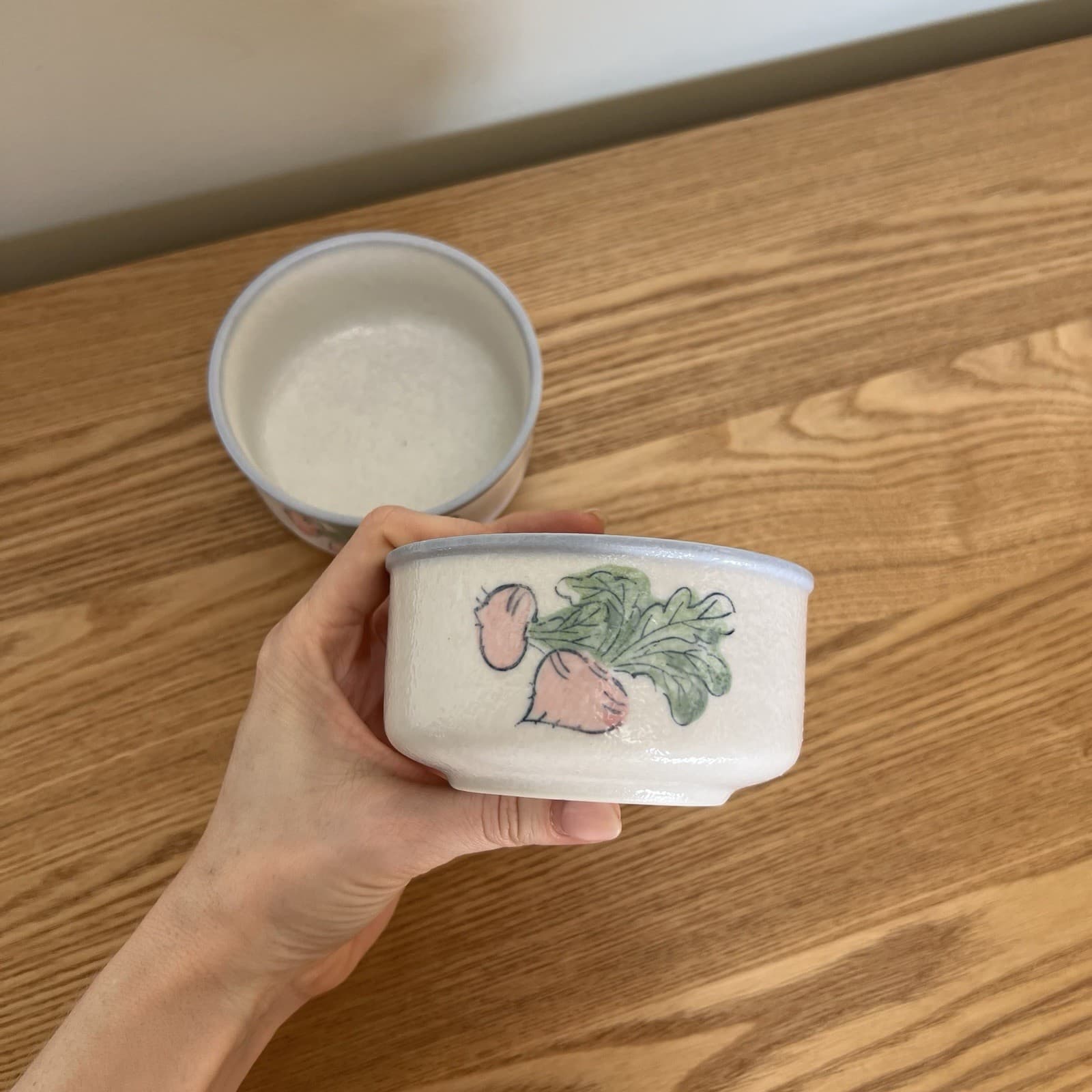 Vintage Stoneware Small Side Bowls Set 2 Radish Turnip Dip Bowls Cottagecore — photo 4 of 8