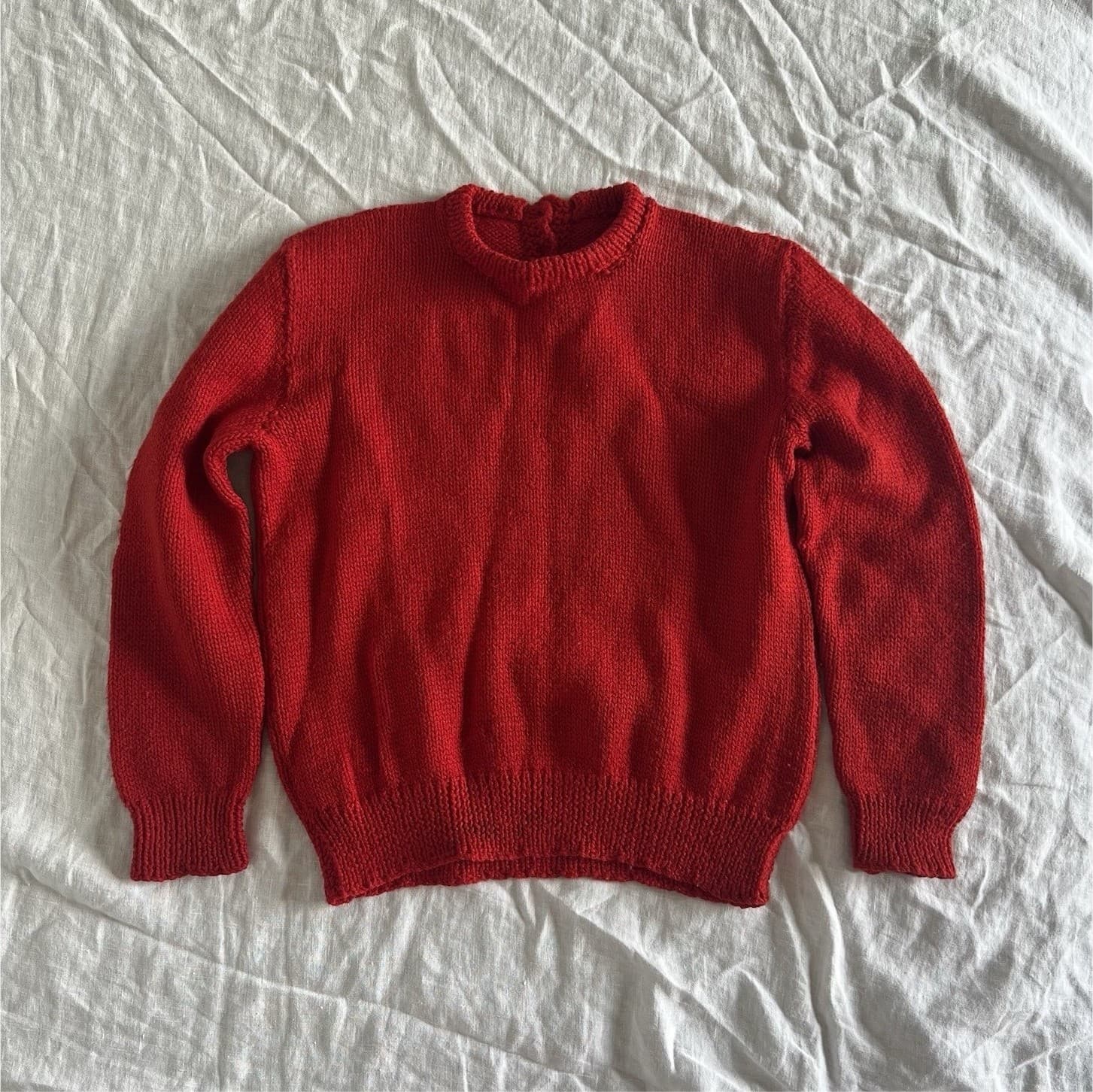 Vintage Kids Hand Knit Red Wool Jumper Sweater Size 5 6 Heritage Country Retro — photo 1 of 8