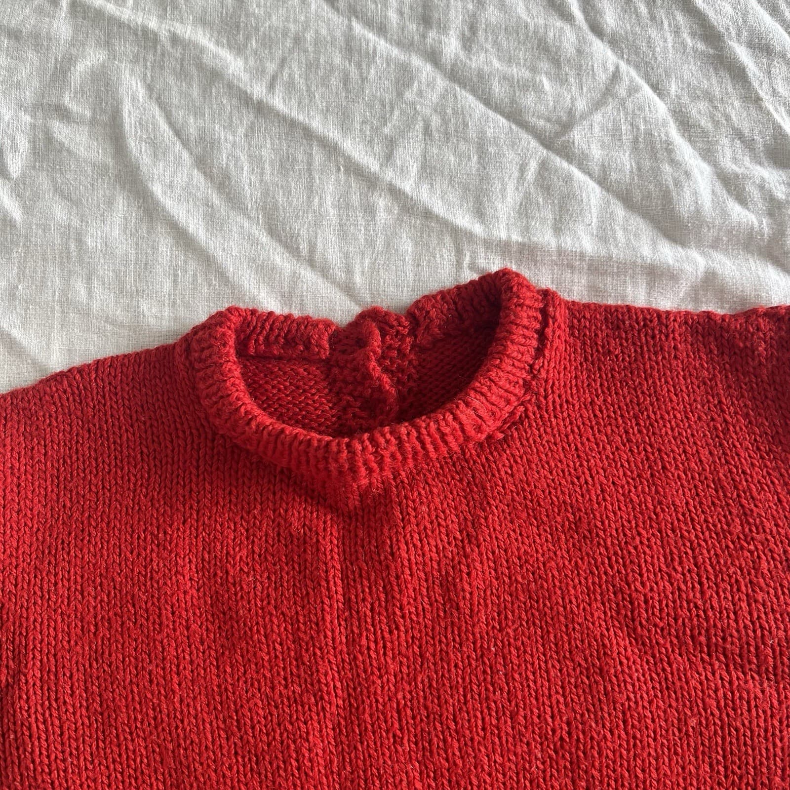 Vintage Kids Hand Knit Red Wool Jumper Sweater Size 5 6 Heritage Country Retro — photo 4 of 8