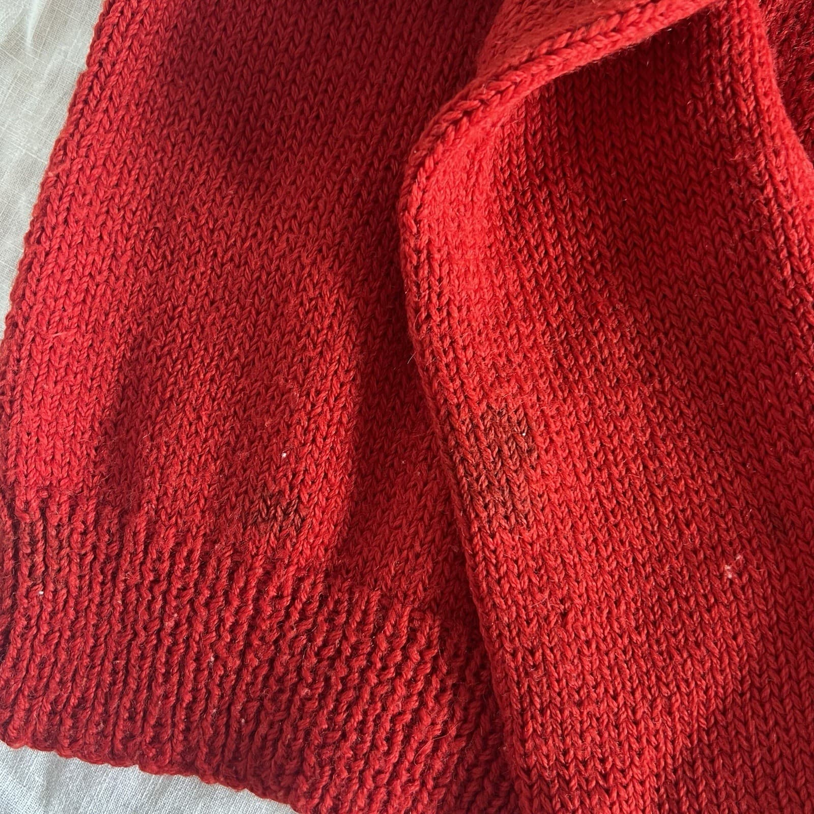 Vintage Kids Hand Knit Red Wool Jumper Sweater Size 5 6 Heritage Country Retro — photo 6 of 8