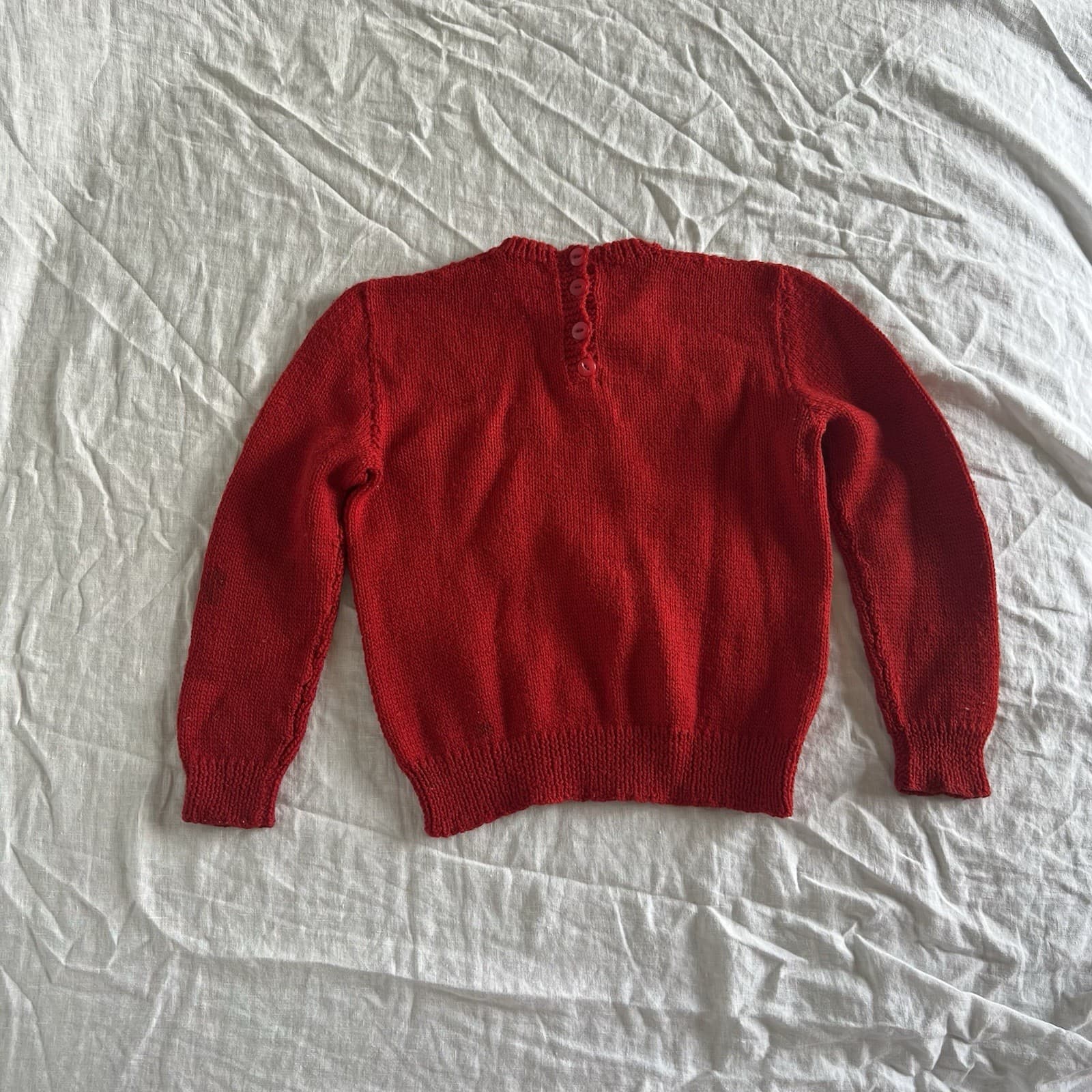 Vintage Kids Hand Knit Red Wool Jumper Sweater Size 5 6 Heritage Country Retro — photo 8 of 8