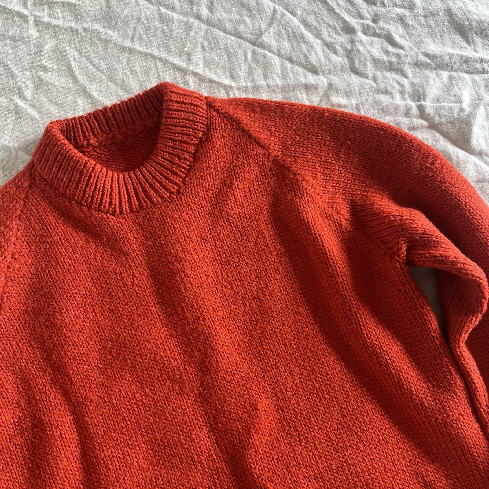 Vintage Kids Hand Knit Wool Burnt Orange Jumper Sweater Size 6 8 Heritage Preppy — photo 2 of 6