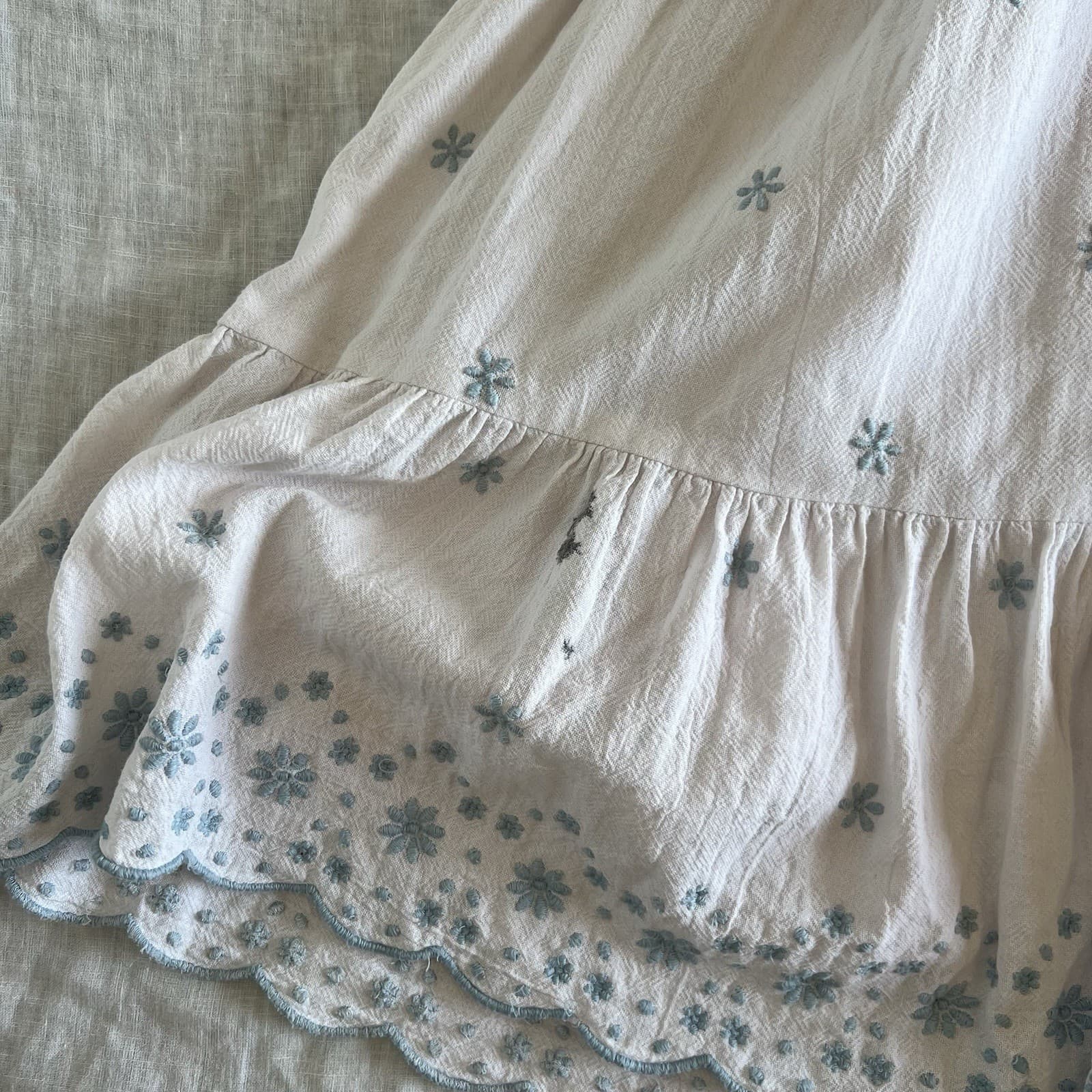Target Kids Girls White Cotton Floral Embroidered Tiered Dress 6 Cottagecore — photo 6 of 6