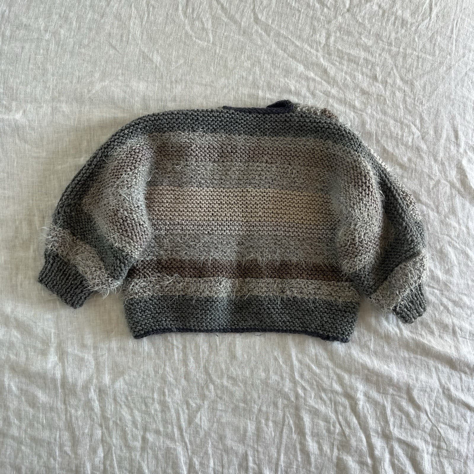 Handmade Kids Knit Cardigan Size 1 2 Grey Fluffy Cottagecore Boho Soft Sweater — photo 2 of 5