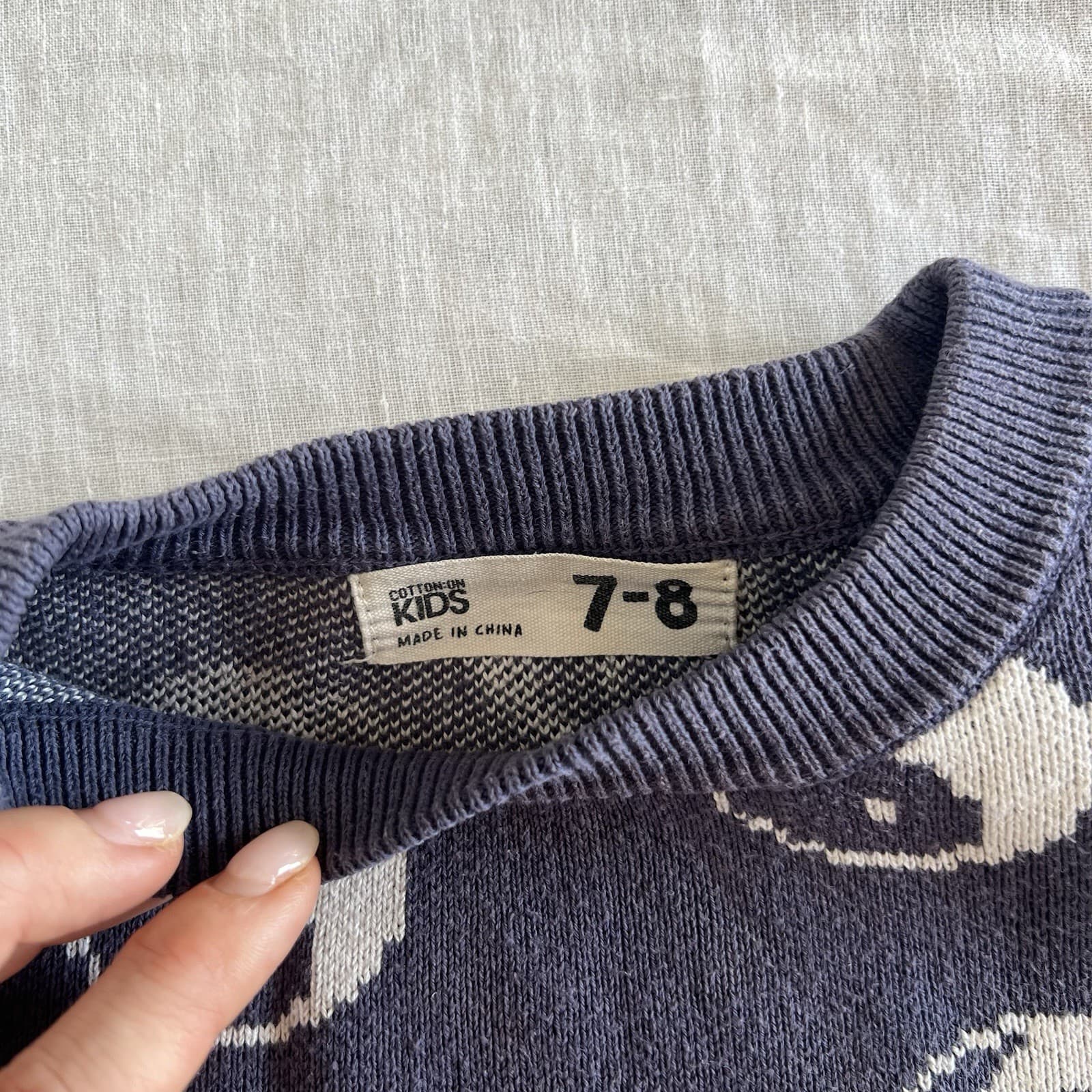 Cotton On Kids Yin Yang Short Sleeve Knit Top Navy Blue Size 7 8 Y2K 90s Sweater — photo 3 of 4