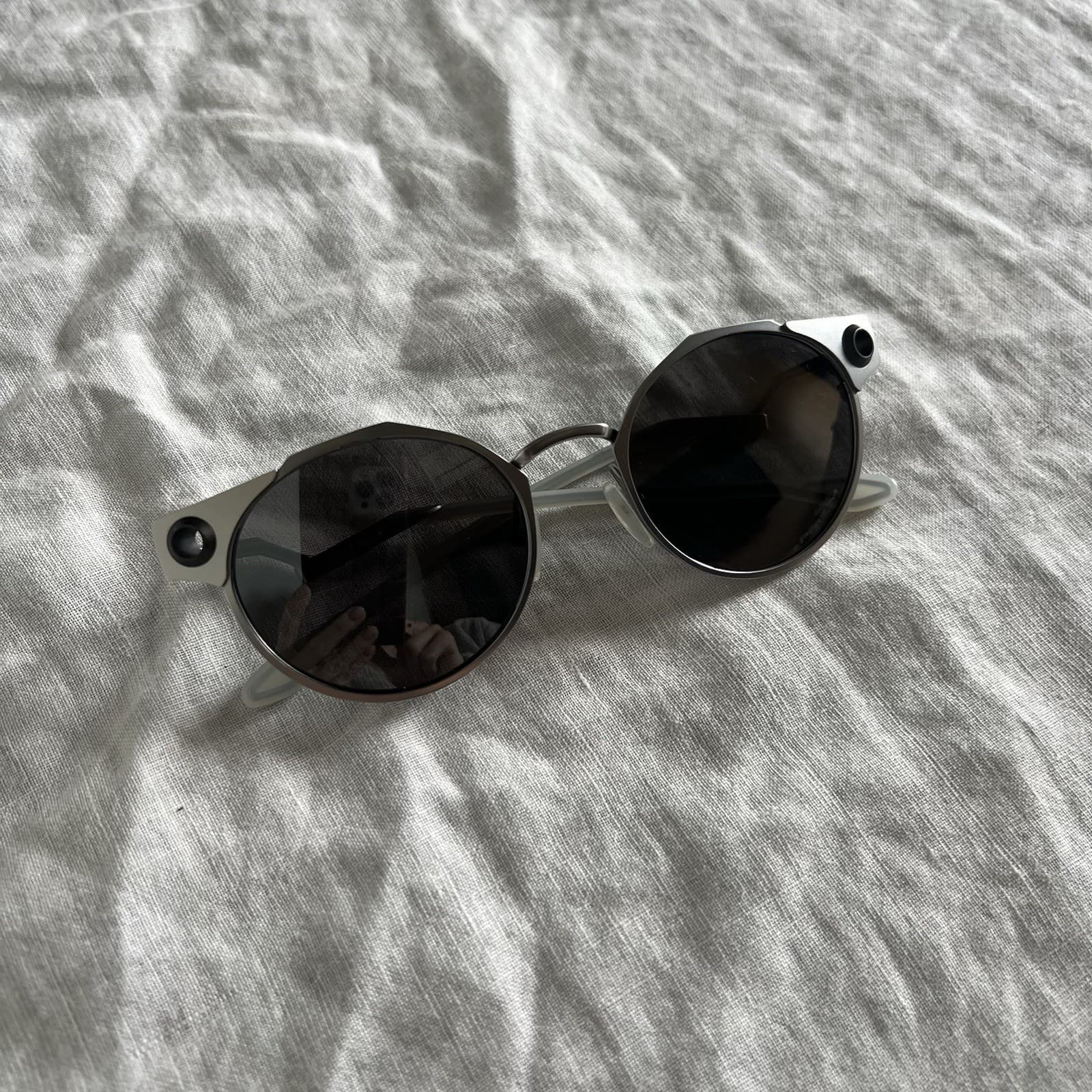 Oakley Deadbolt Sunglasses Titanium Frame Prizm Black Lenses Round Futuristic — photo 11 of 12