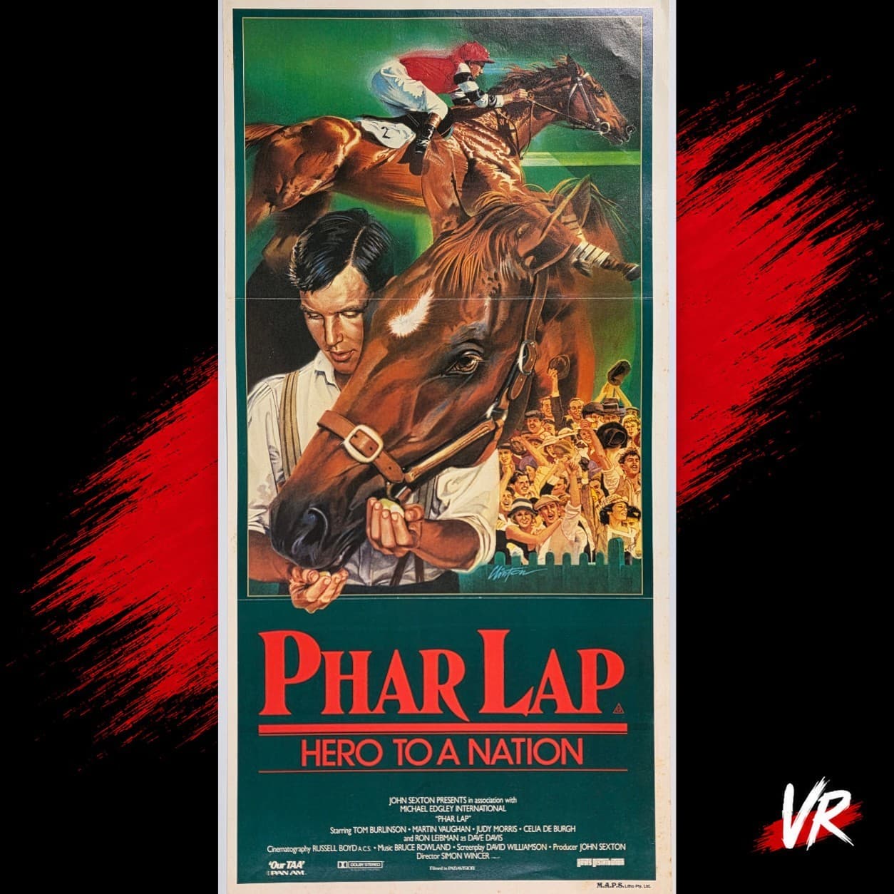 Phar Lap 1983 Australian Daybill Poster Tom Burlinson Horse Racing Original — photo 1 of 10
