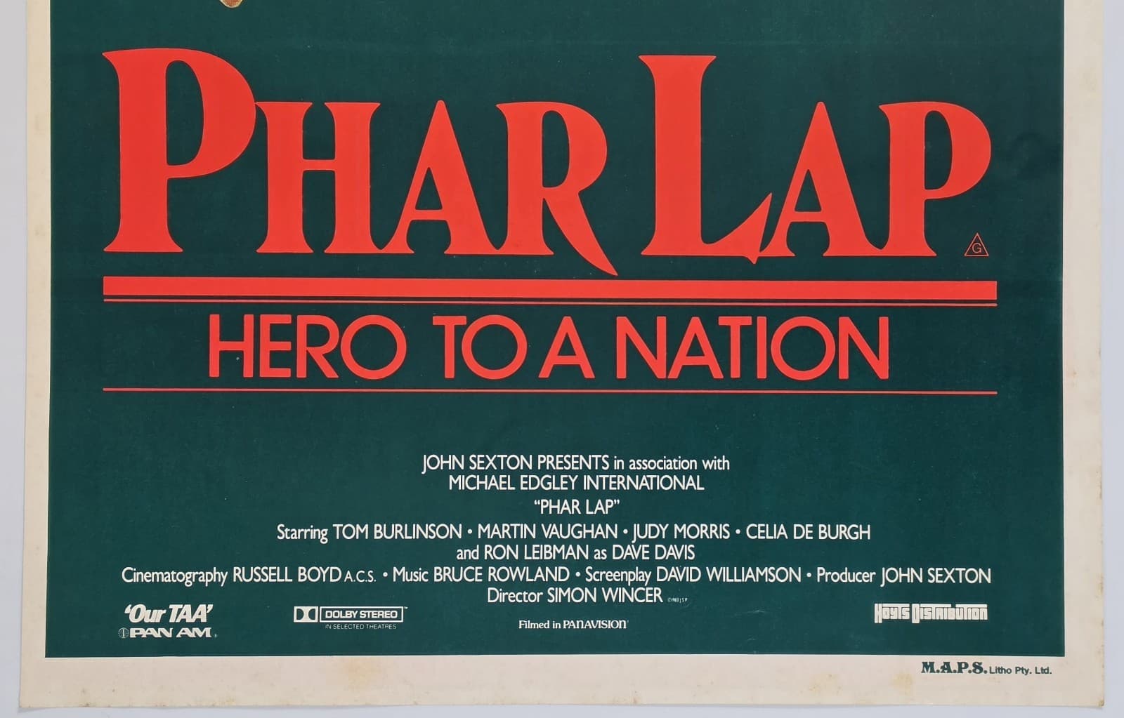 Phar Lap 1983 Australian Daybill Poster Tom Burlinson Horse Racing Original — photo 6 of 10