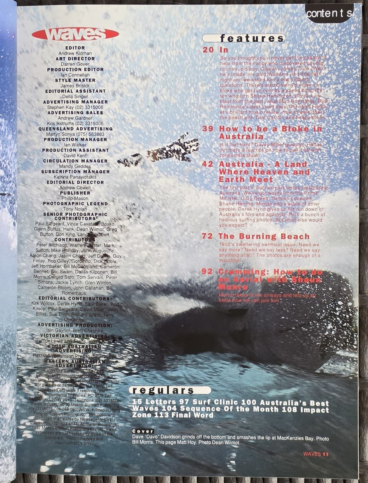1992 Waves Nov/Dec Surfing Magazine Shaun Munro Wetsuit Issue Stickers VG — photo 3 of 5