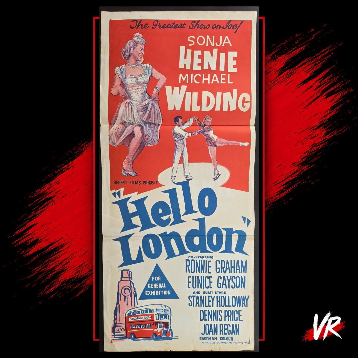 1958 Hello London Original Australian Daybill Sonja Henie Michael Wilding G — photo 1 of 6