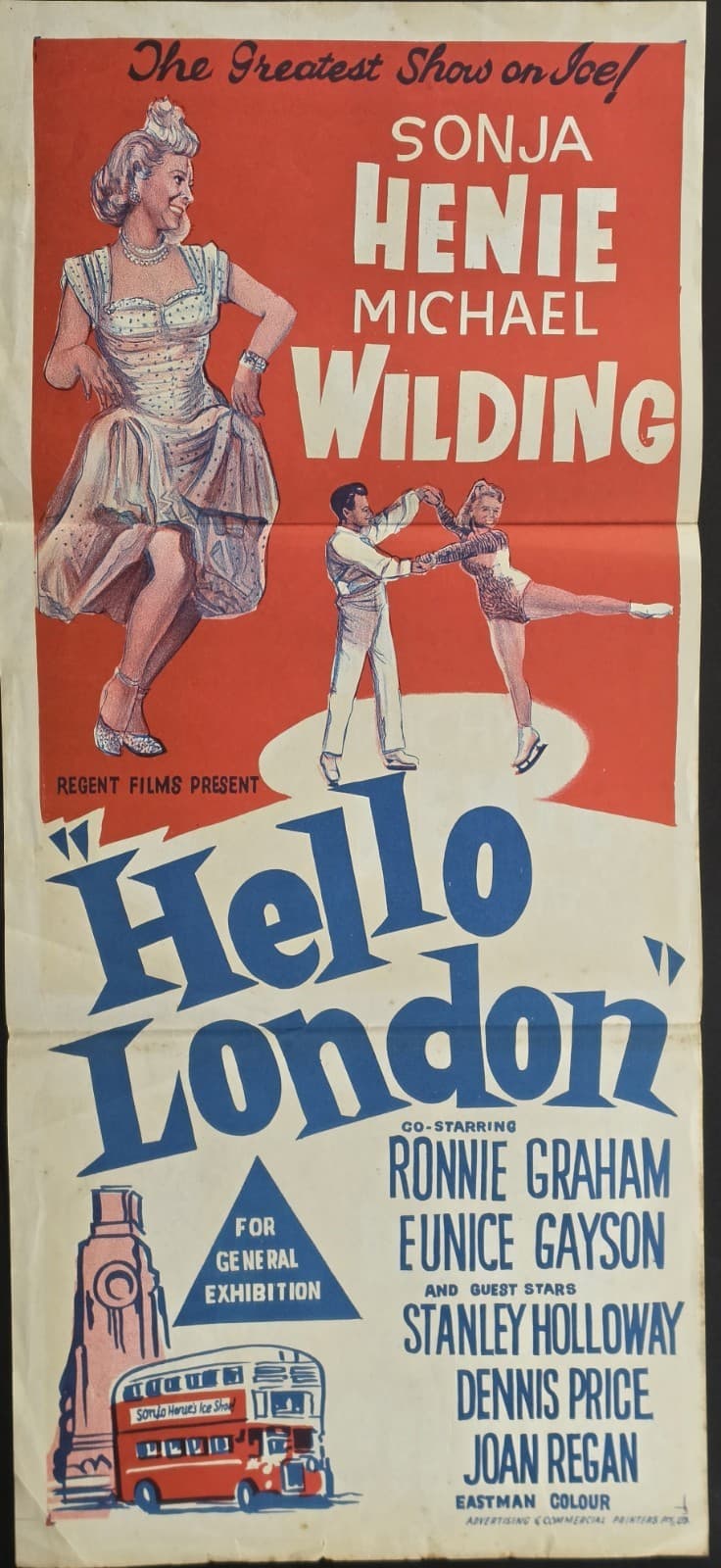 1958 Hello London Original Australian Daybill Sonja Henie Michael Wilding G — photo 5 of 6