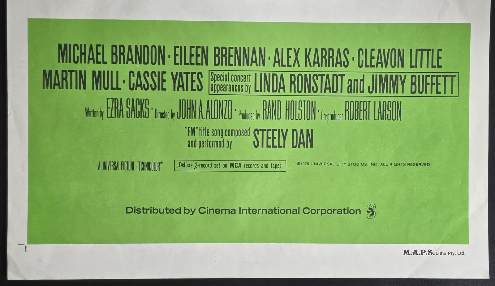 1978 FM Original Australian Daybill Movie Poster Michael Brandon Steely Dan VG+ — photo 3 of 5