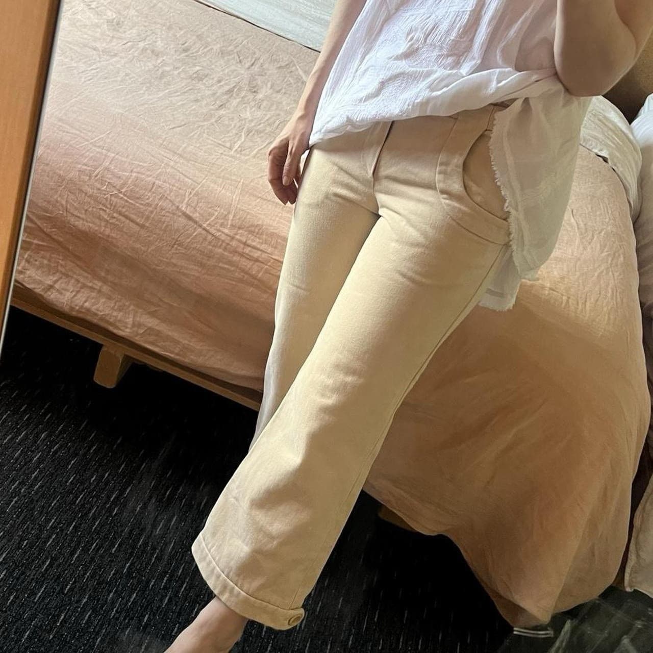 Marni Wide Leg Pants XS Cream Low Rise Y2K Minimal Tailored Trousers 90s — photo 1 of 8