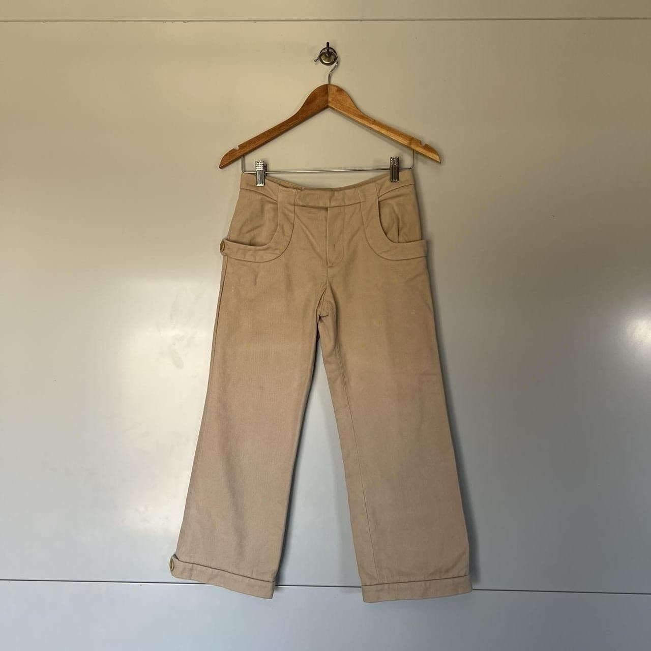 Marni Wide Leg Pants XS Cream Low Rise Y2K Minimal Tailored Trousers 90s — photo 2 of 8