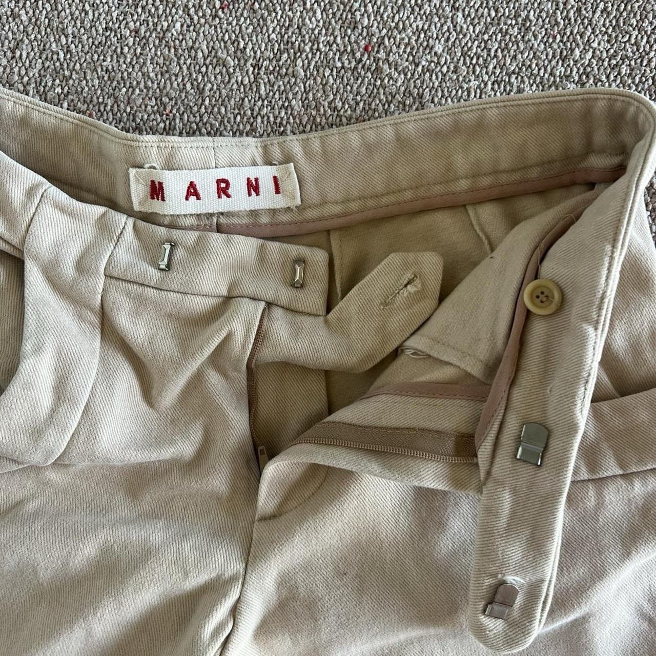 Marni Wide Leg Pants XS Cream Low Rise Y2K Minimal Tailored Trousers 90s — photo 7 of 8