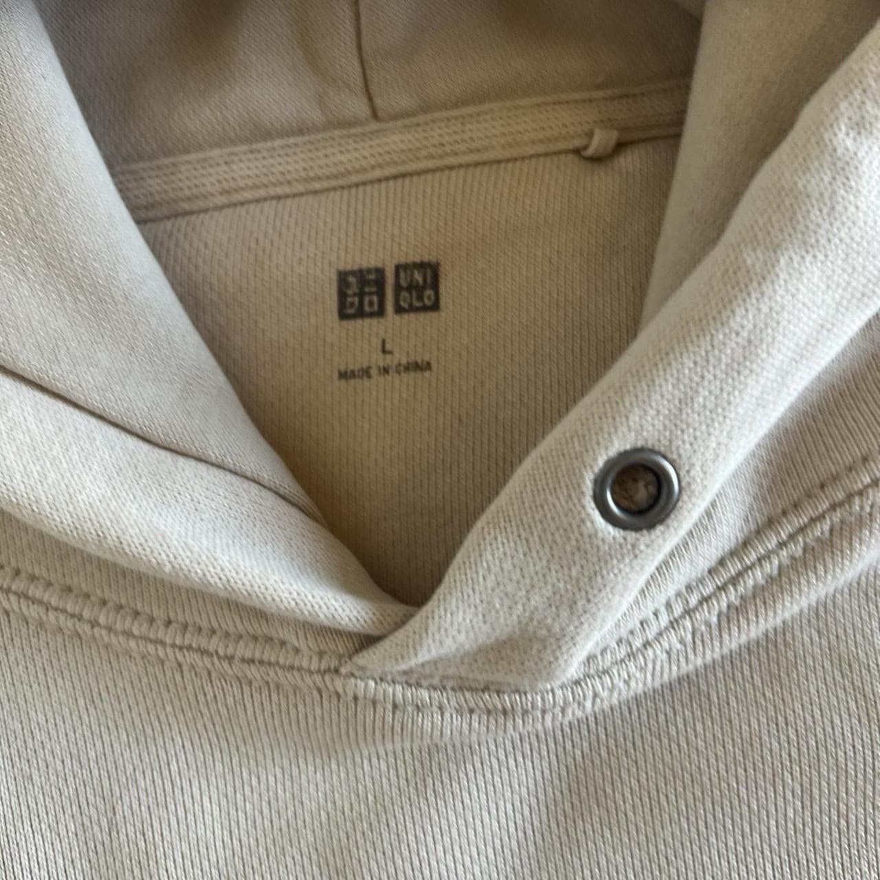 Uniqlo Hoodie L Beige Cotton Sweatshirt Minimal Casual Pullover Cosy Activewear — photo 6 of 10