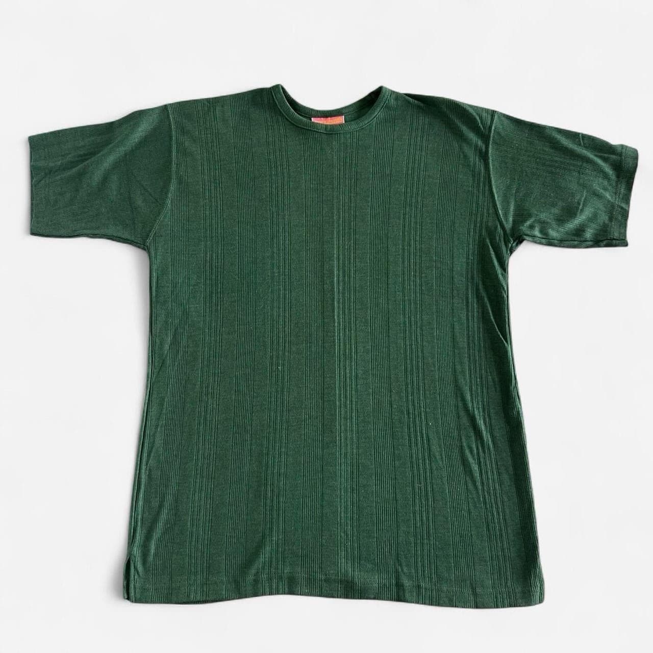 Vintage Y2K Ribbed T Shirt M Olive Green Casual Basic Grunge 90s — photo 2 of 8