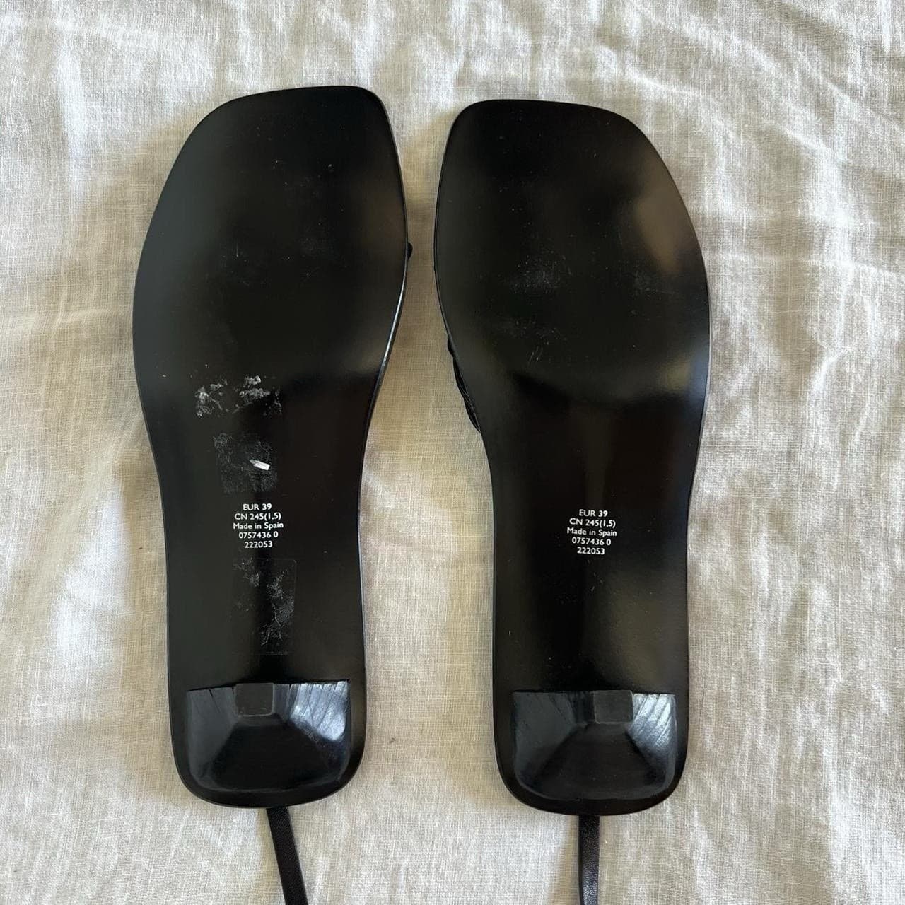 COS Black Kitten Heel Sandals 39 8 Strappy Square Toe Y2K Minimalist Chic — photo 5 of 7