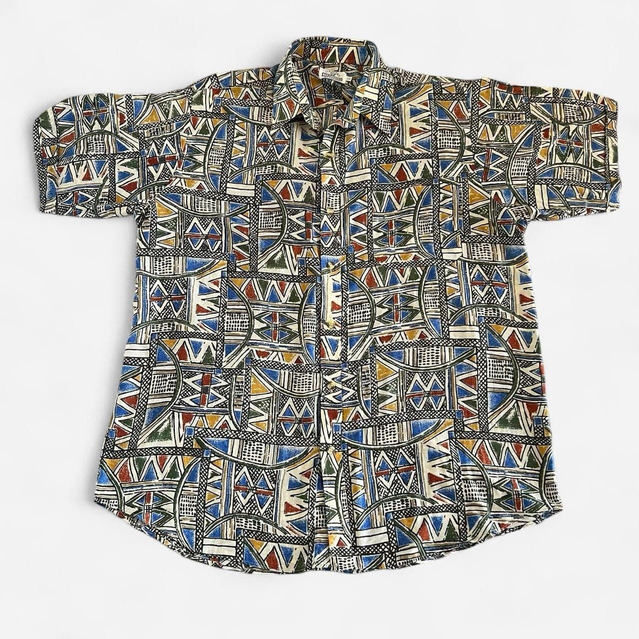 Vintage 90s Geometric Shirt L Abstract Indie Sleaze Grunge Retro Surf Skate — photo 2 of 7