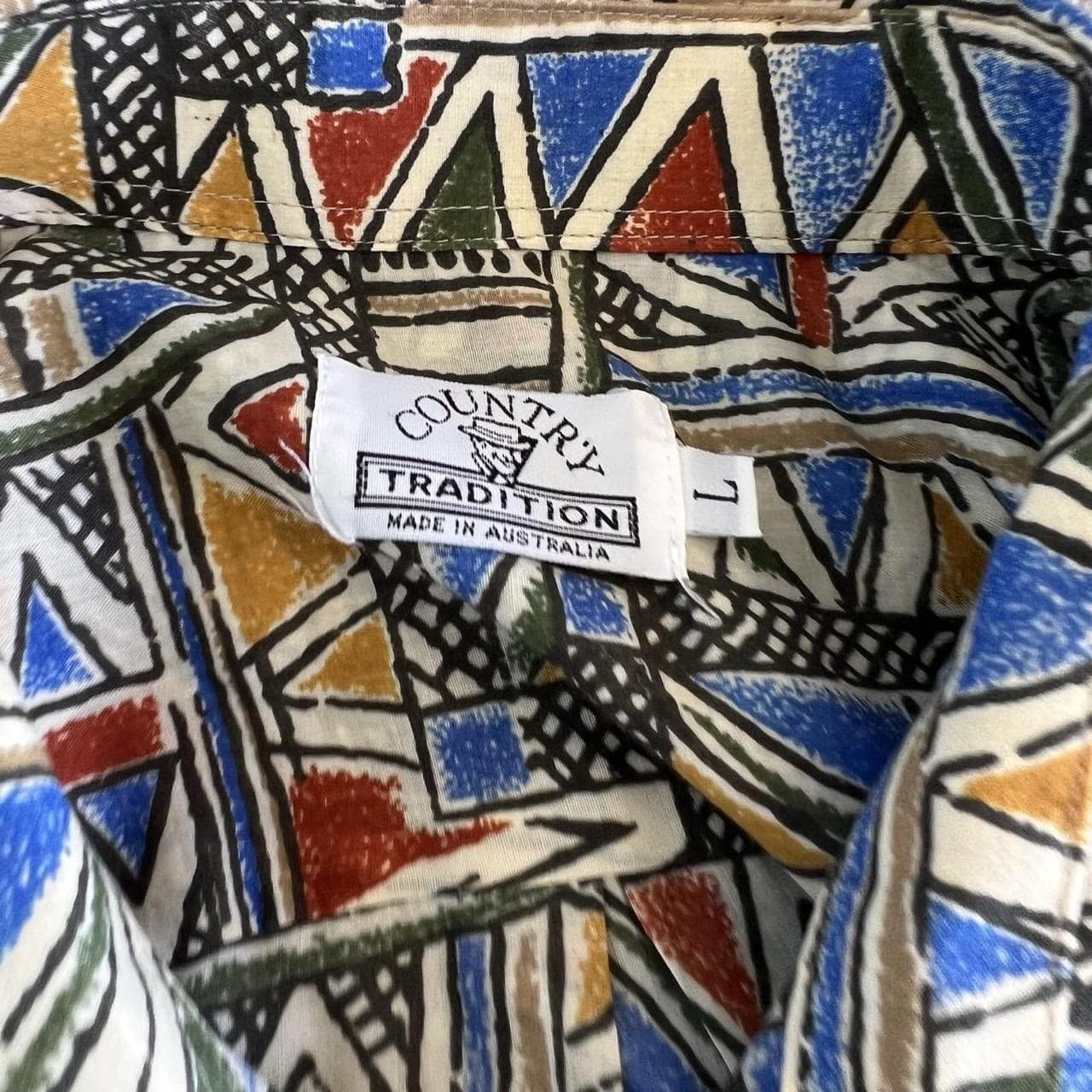Vintage 90s Geometric Shirt L Abstract Indie Sleaze Grunge Retro Surf Skate — photo 3 of 7