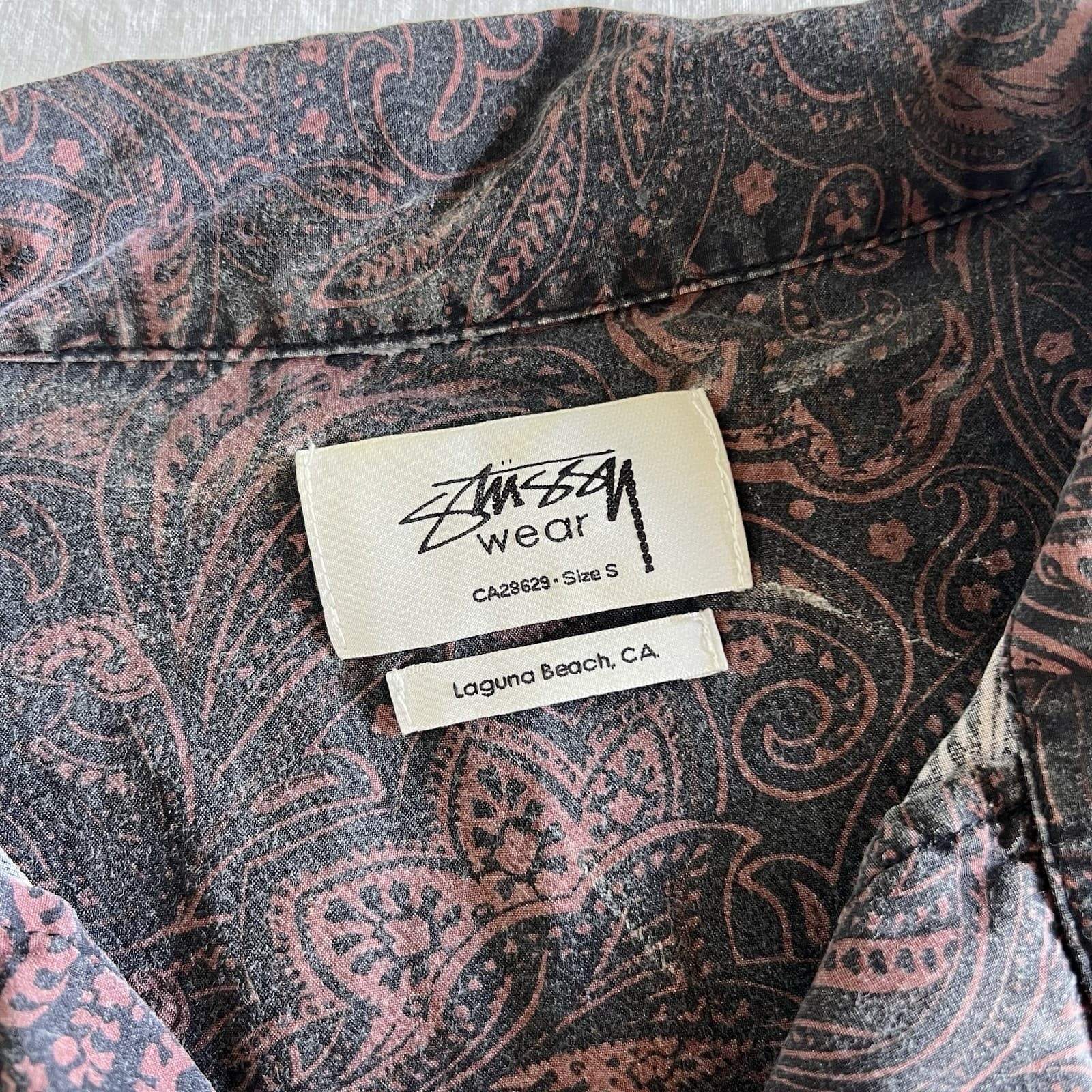 Stüssy Burke Paisley Shirt S M Aubergine Rayon Streetwear Retro Skate — photo 6 of 9